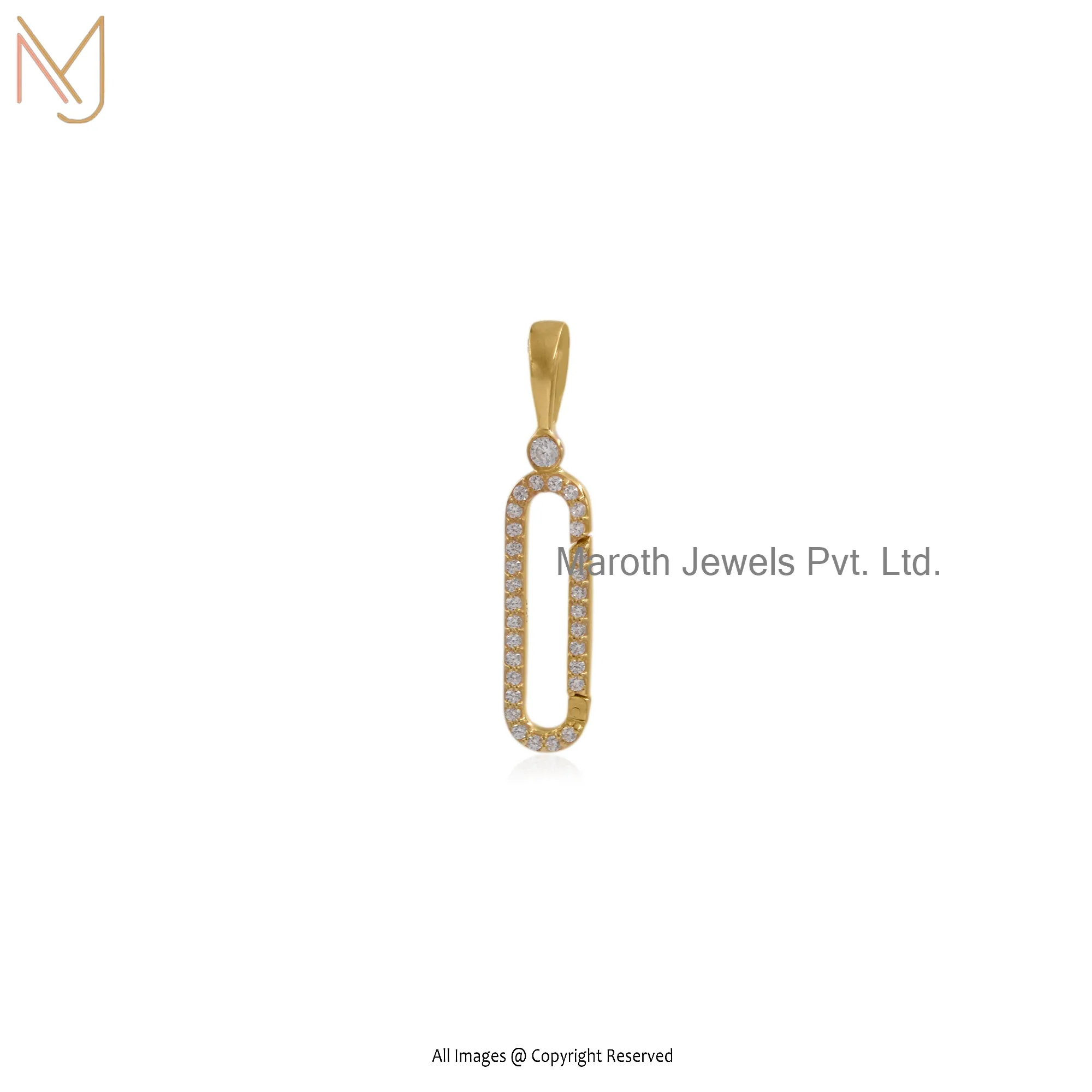 Private Label 925 Silver Yellow Gold Plated CZ Charm Holder