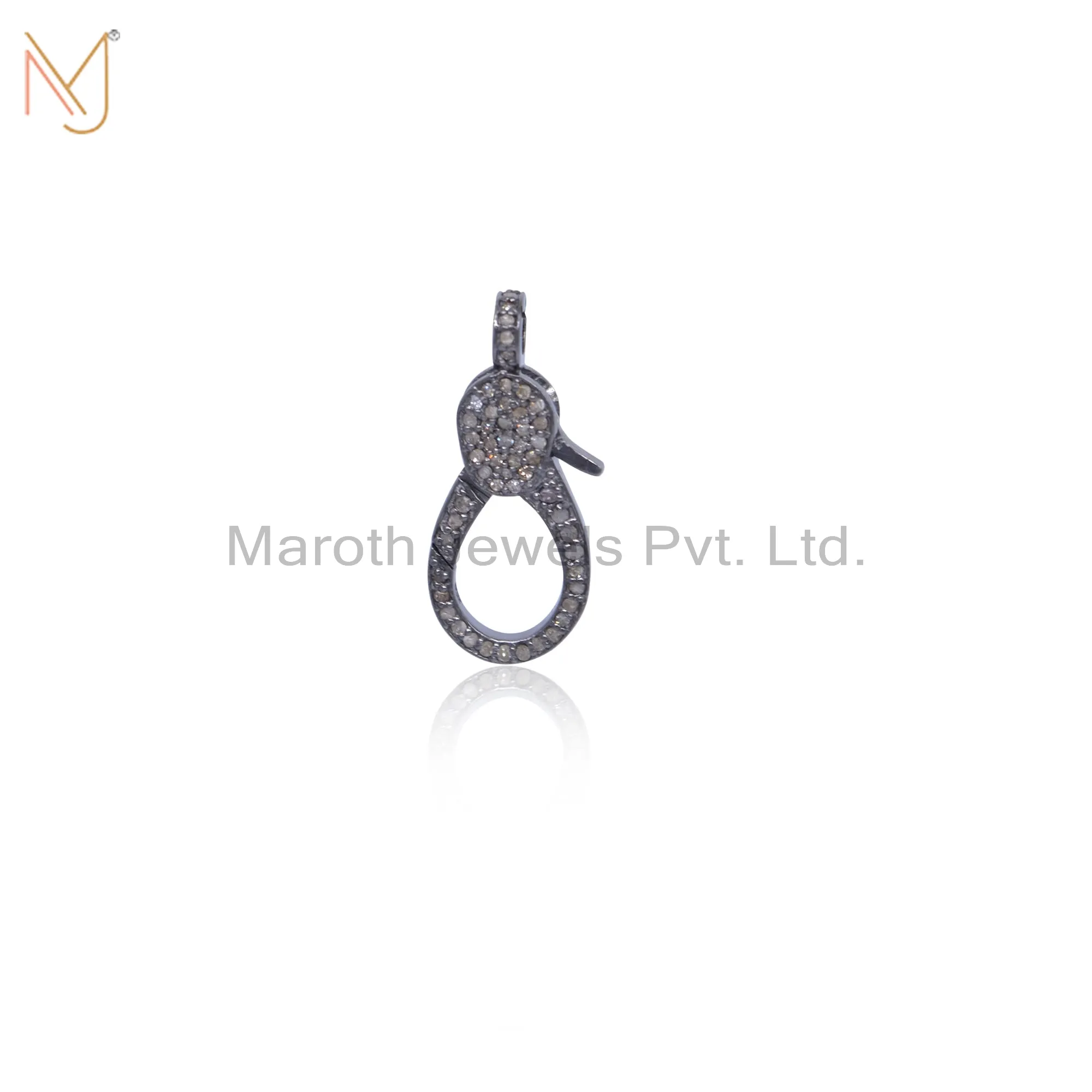 925 Silver Black Rhodium Plated Diamond Lobster Clasp Lock Finding Jewelry Manufacturer