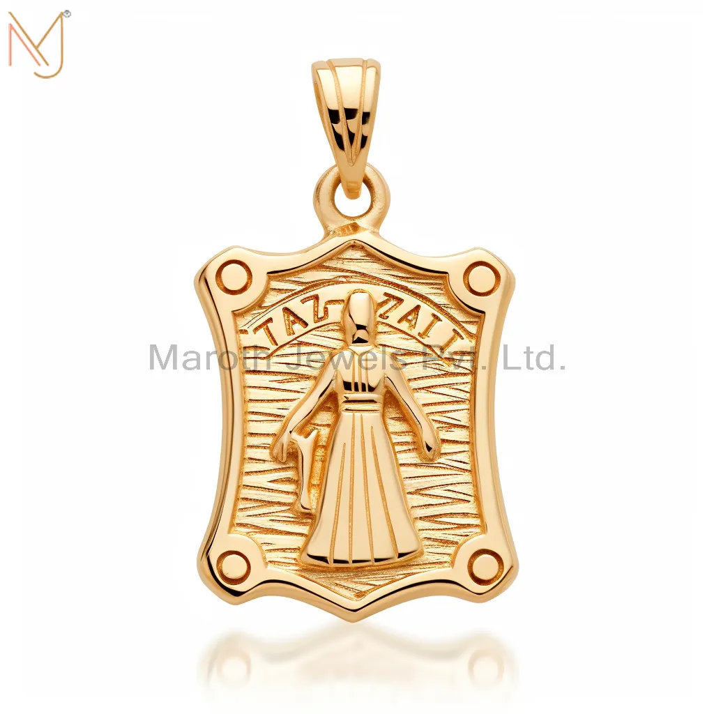 925 Sterling Silver Yellow Gold Plated Christian Spiritual Tabiz Charm Pendant Custom Jewelry