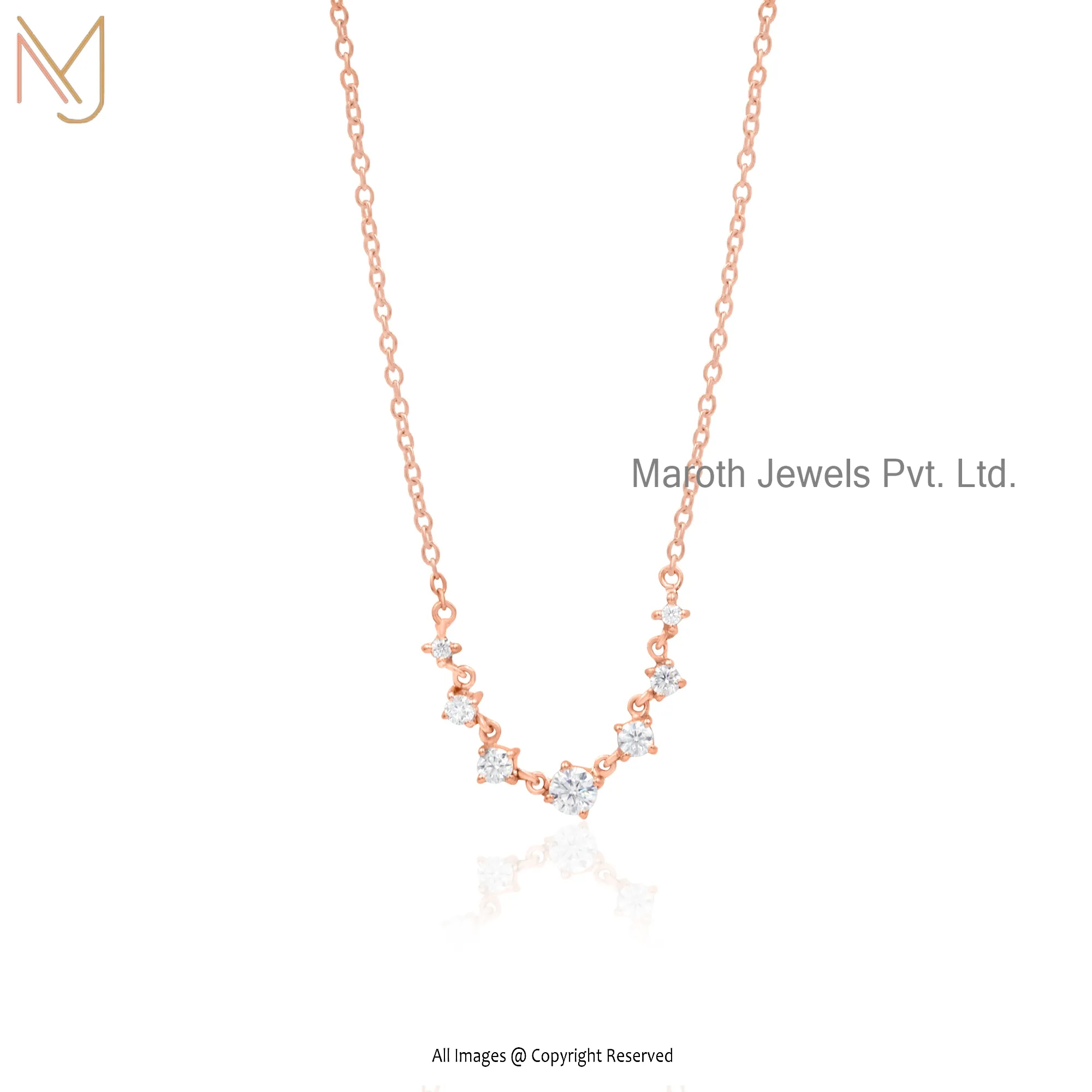 14K Rose Gold Moissanite Layering Chain Necklace Jewelry Manufacturer