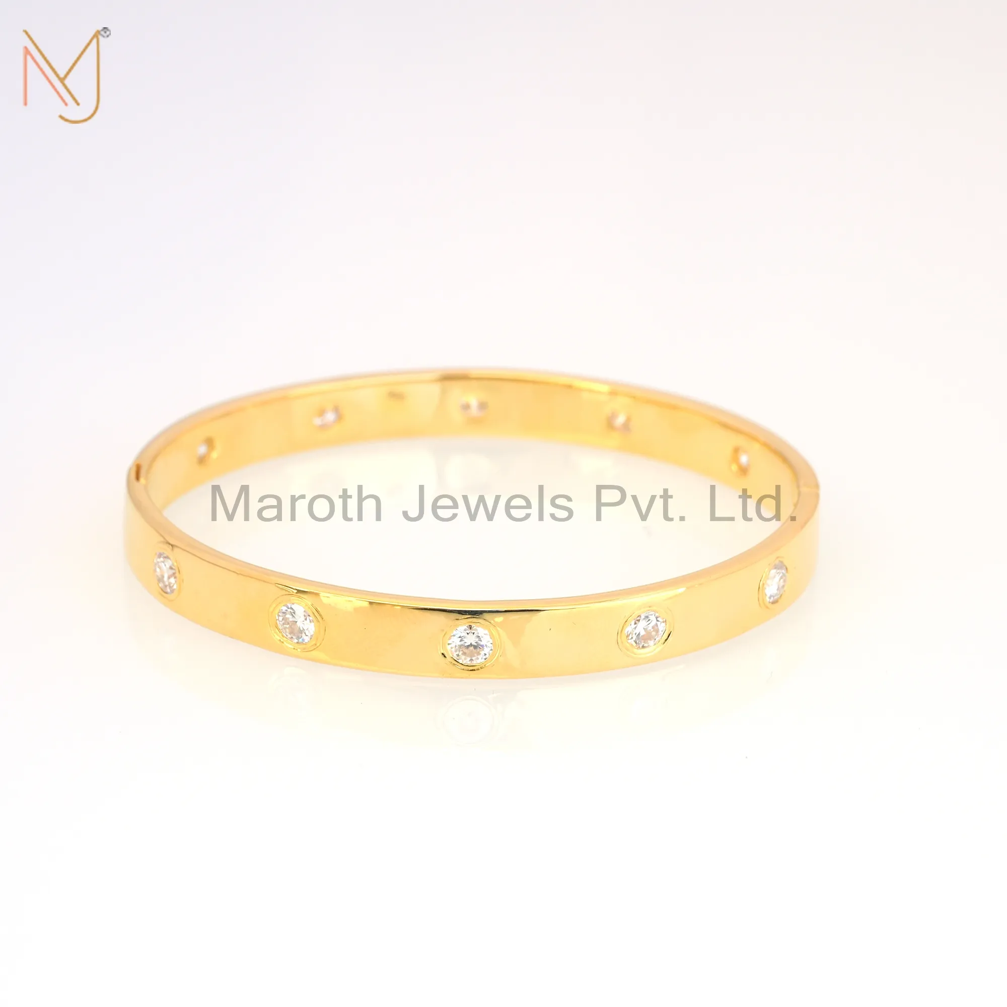 14K Yellow Gold Rose Gold Moissanite Bangle Bracelet Jewelry Supplier