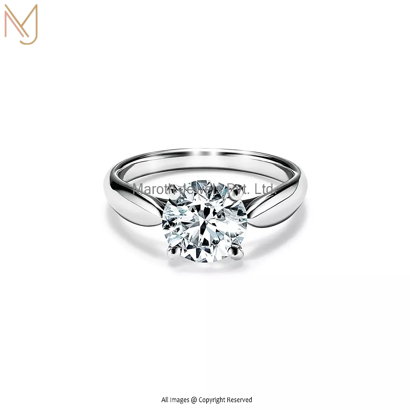 14K White Gold Moissanite Ring Custom Jewelry