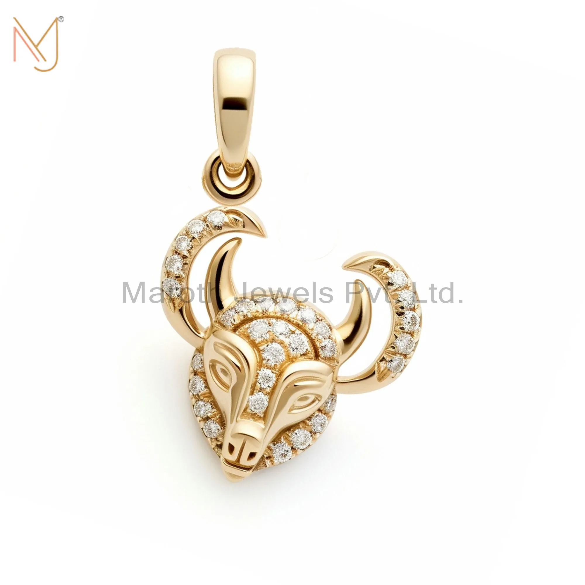 925 Sterling Silver Yellow Gold Plated Moissanite Small Rams Horn Charm Pendant Custom Jewelry