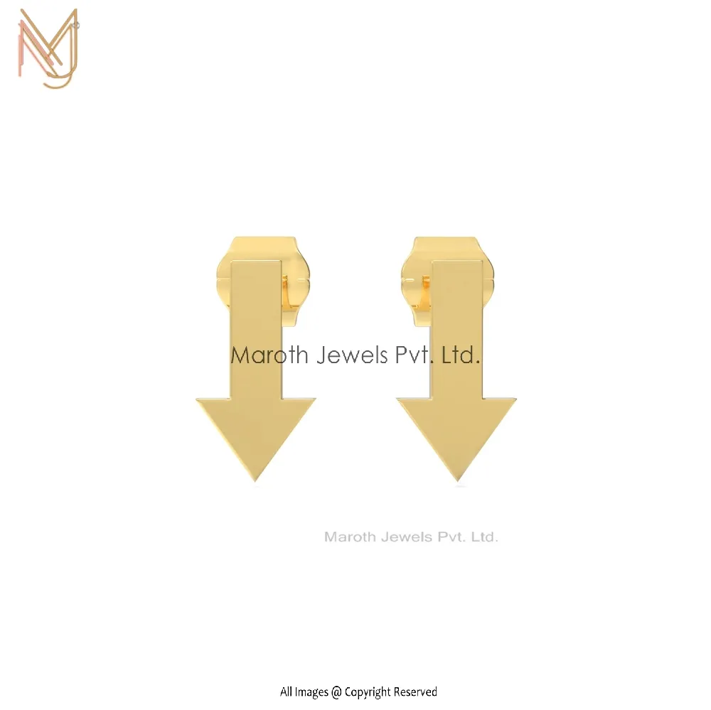 Wholesale 14K Yellow Gold Arrow Design Earrings handmade Jewelry