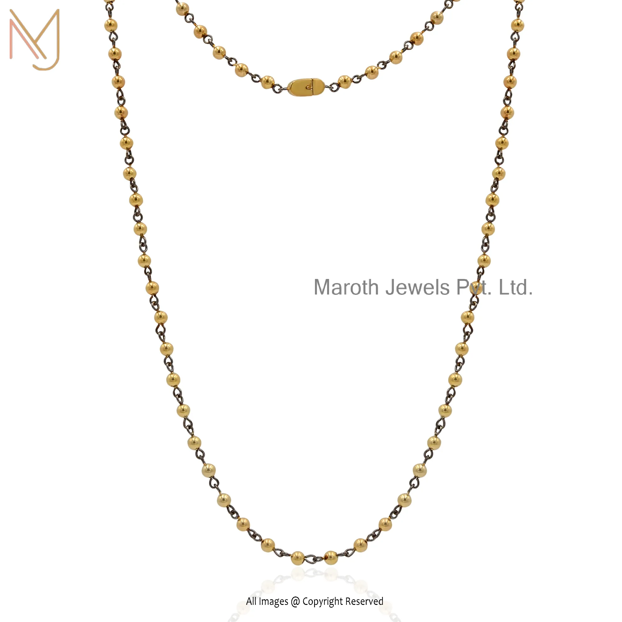 14K Yellow Gold And Beads Chain Necklace Manufacturer