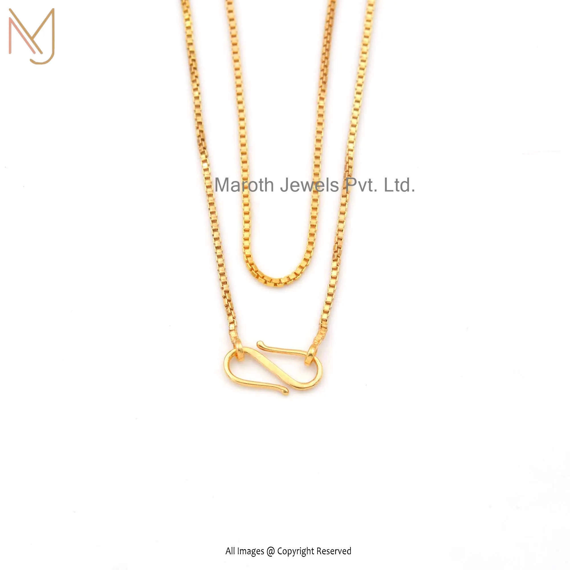 14K Yellow Gold Square Box Chain Necklace Handmade Custom Jewelry