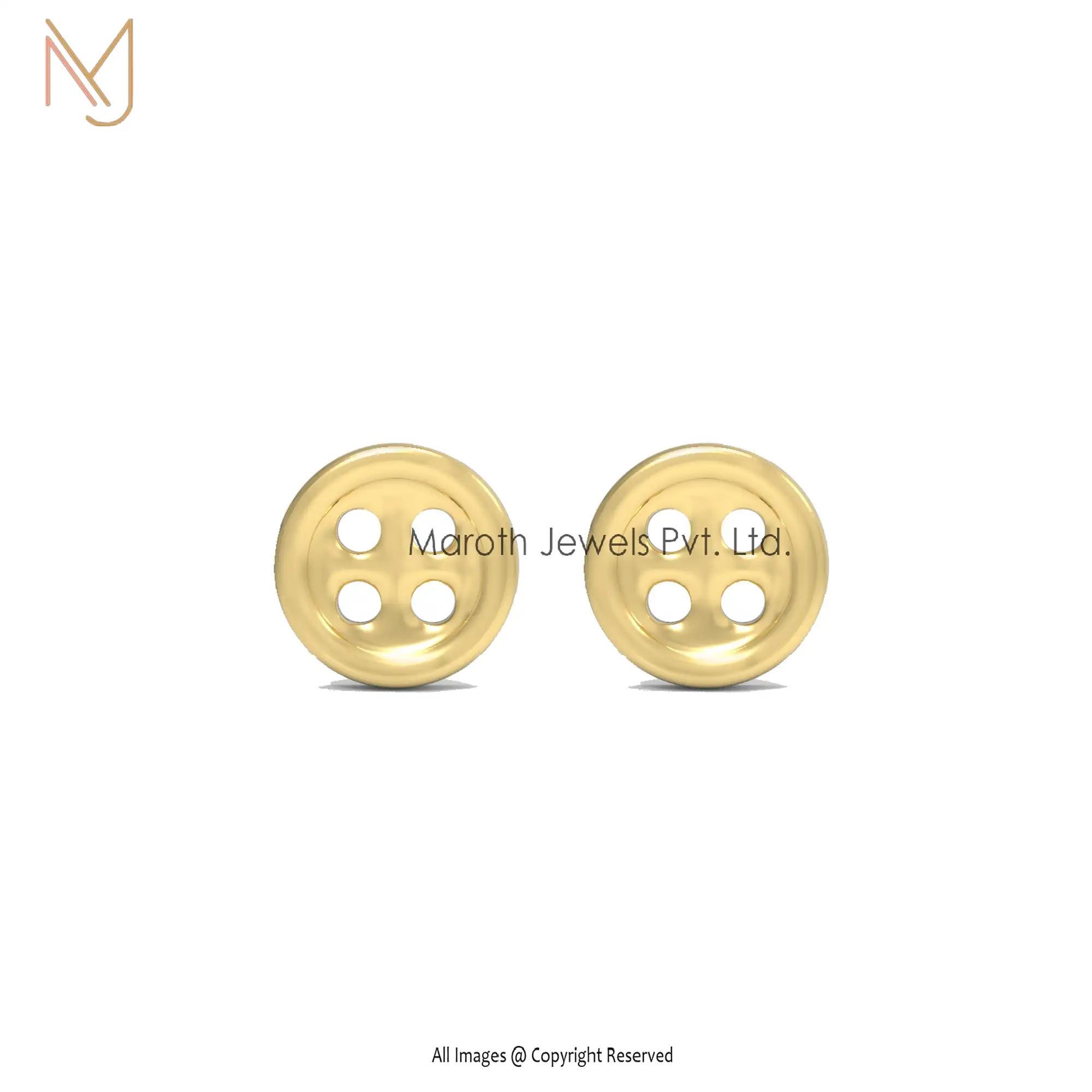 14K Yellow Gold Button Tiny Round DIY Craft Sewing Manufacturer