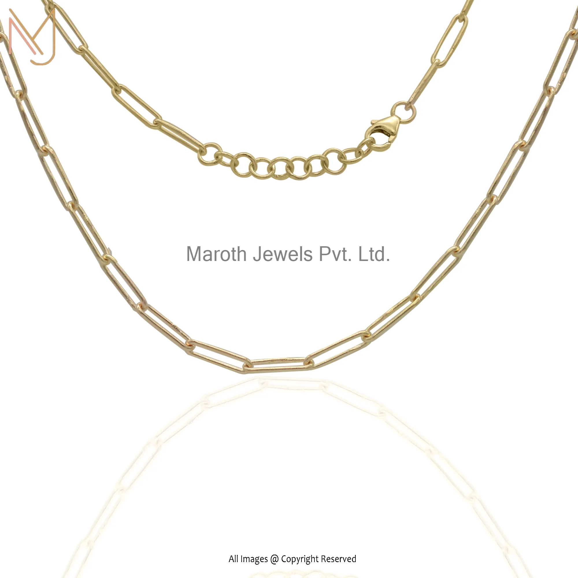 14K Yellow Gold Oval Link Adjustable Chain Custom Jewelry