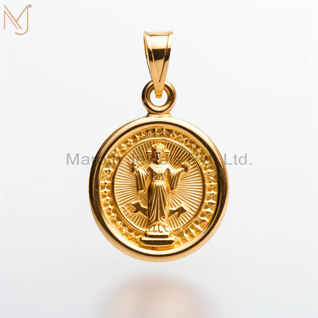 925 Sterling Silver Yellow Gold Plated Christian Spiritual Charm Pendant Custom Jewelry