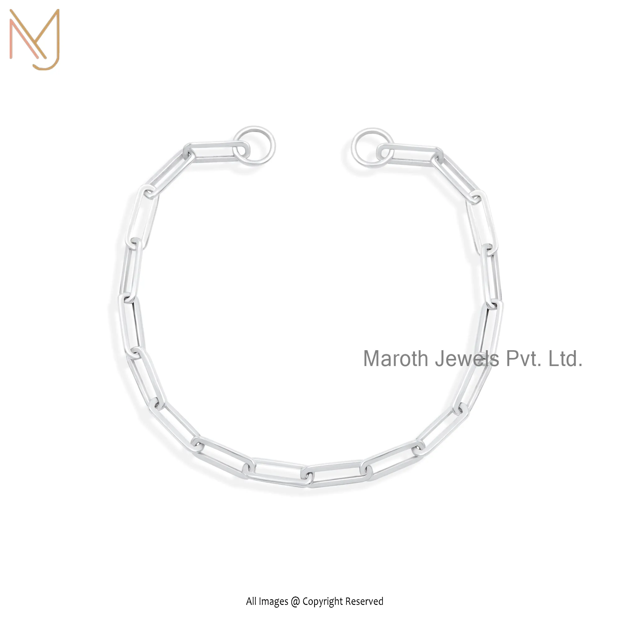 925 Silver Natural Silver Paperclip Chain Bracelet Jewelry Manufacturer