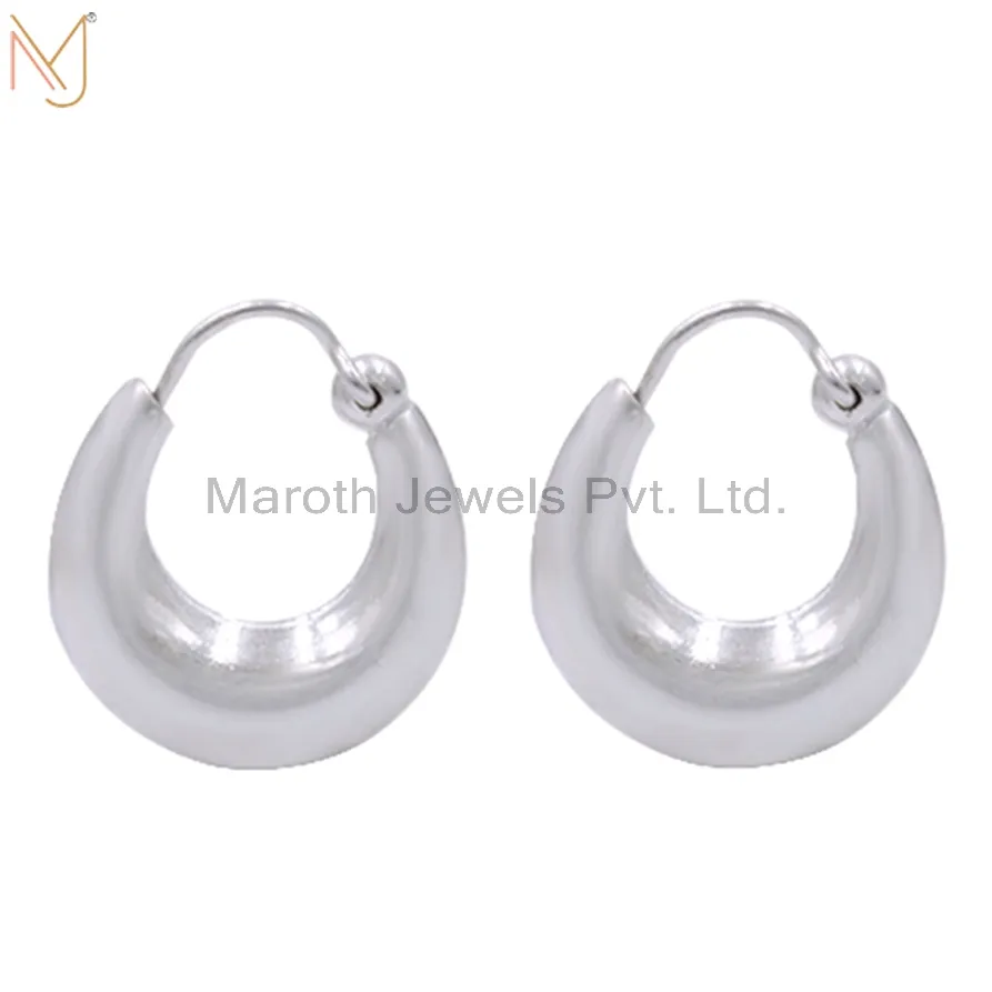 925 Sterling Natural Silver Hoop Earrings Jewelry Manufacturer