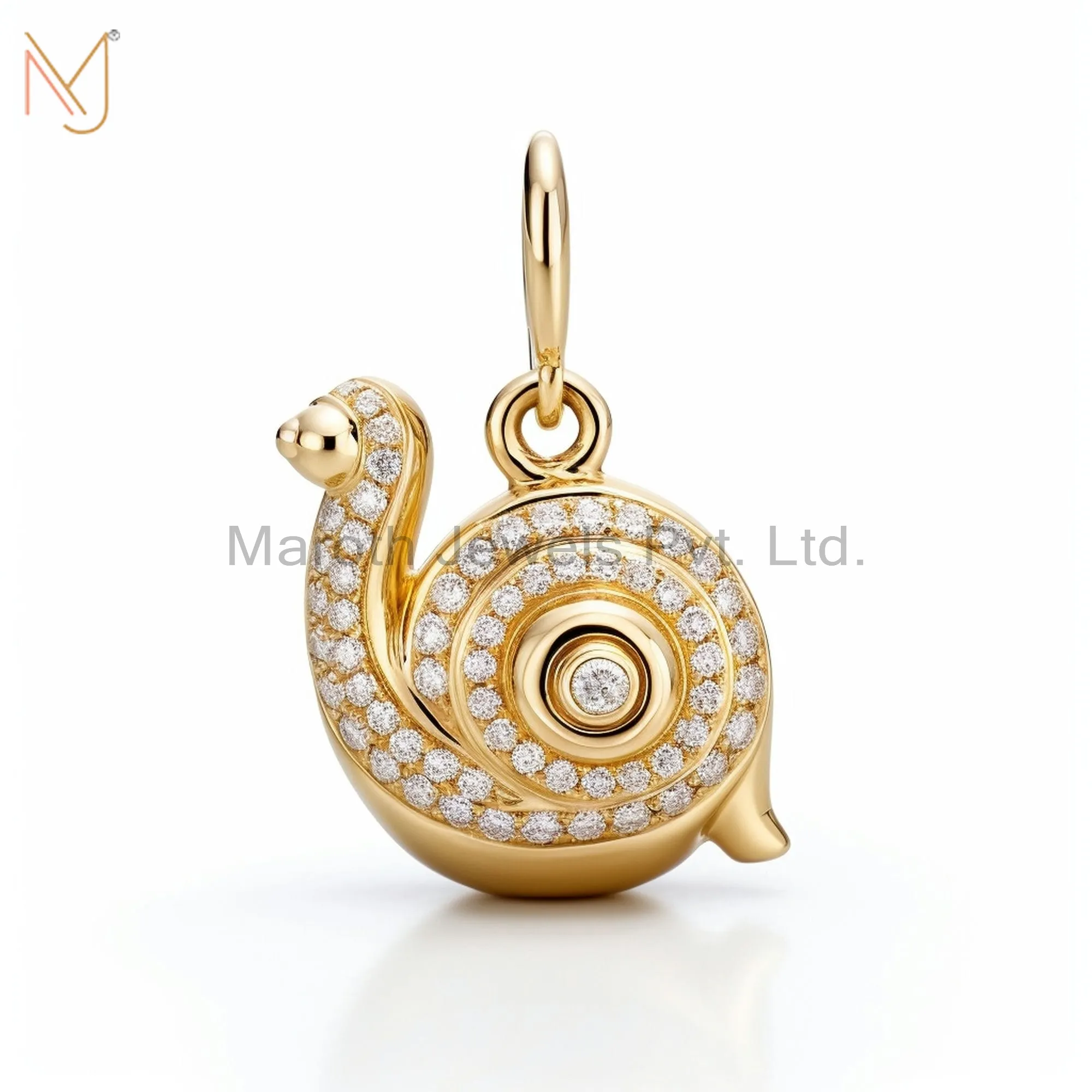 925 Sterling Silver Yellow Gold Moissanite Garden Snail Pendant Jewelry Supplier