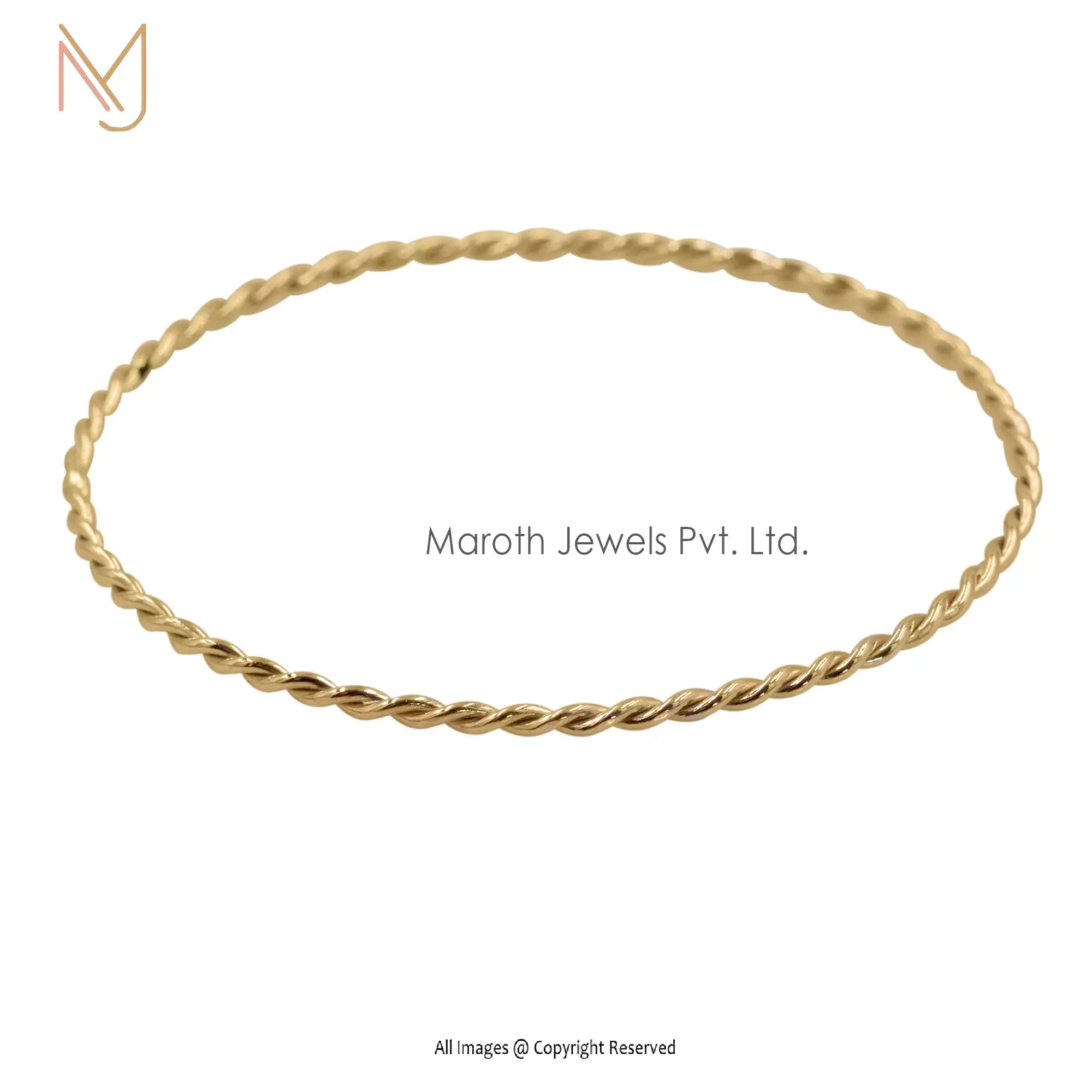 9K Yellow Gold Squiggle Bangle Custom Jewery