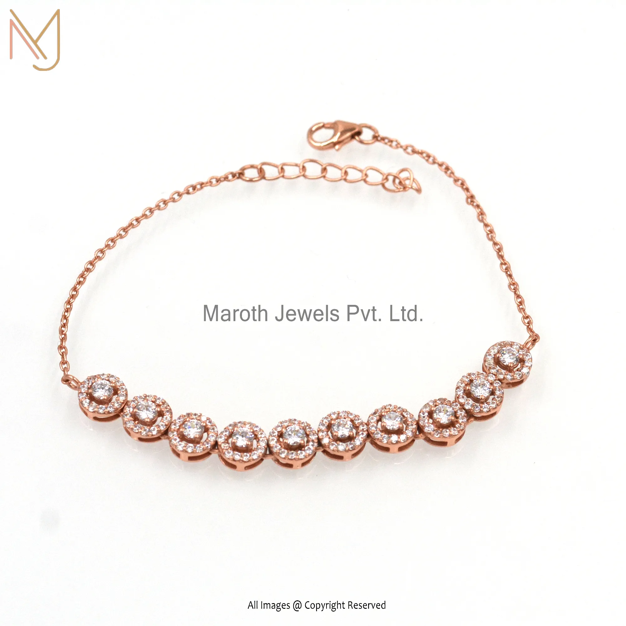 14K Rose Gold Cubic Zircon Bracelet Jewelry Supplier