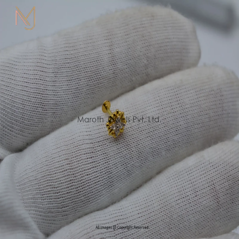 925 Silver Yellow Gold Plated Diamond Piercing Jewelry Manufacturer