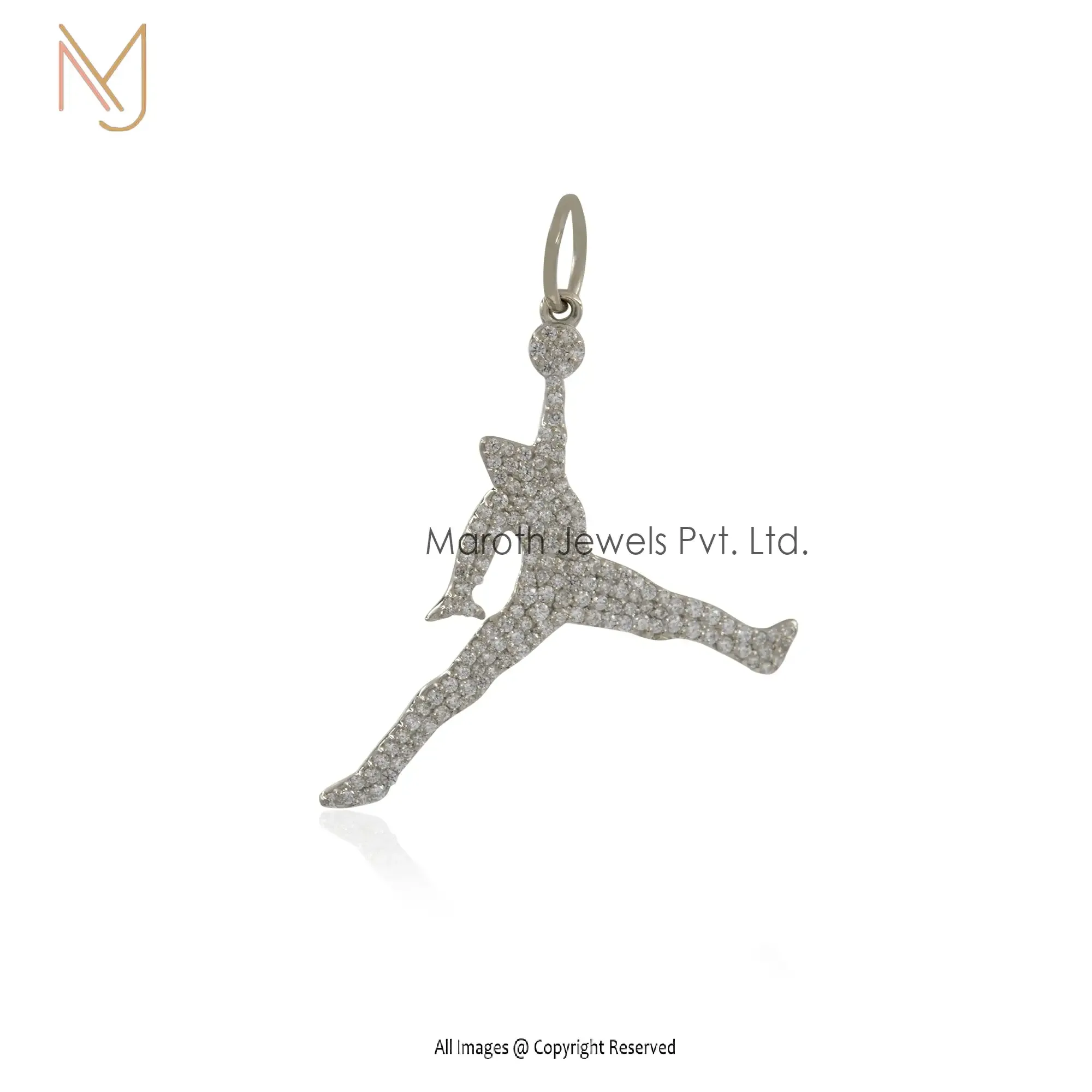 14K Yellow Gold Diamond Hip Hop Jumpman Jordan Pendant Manufacturer