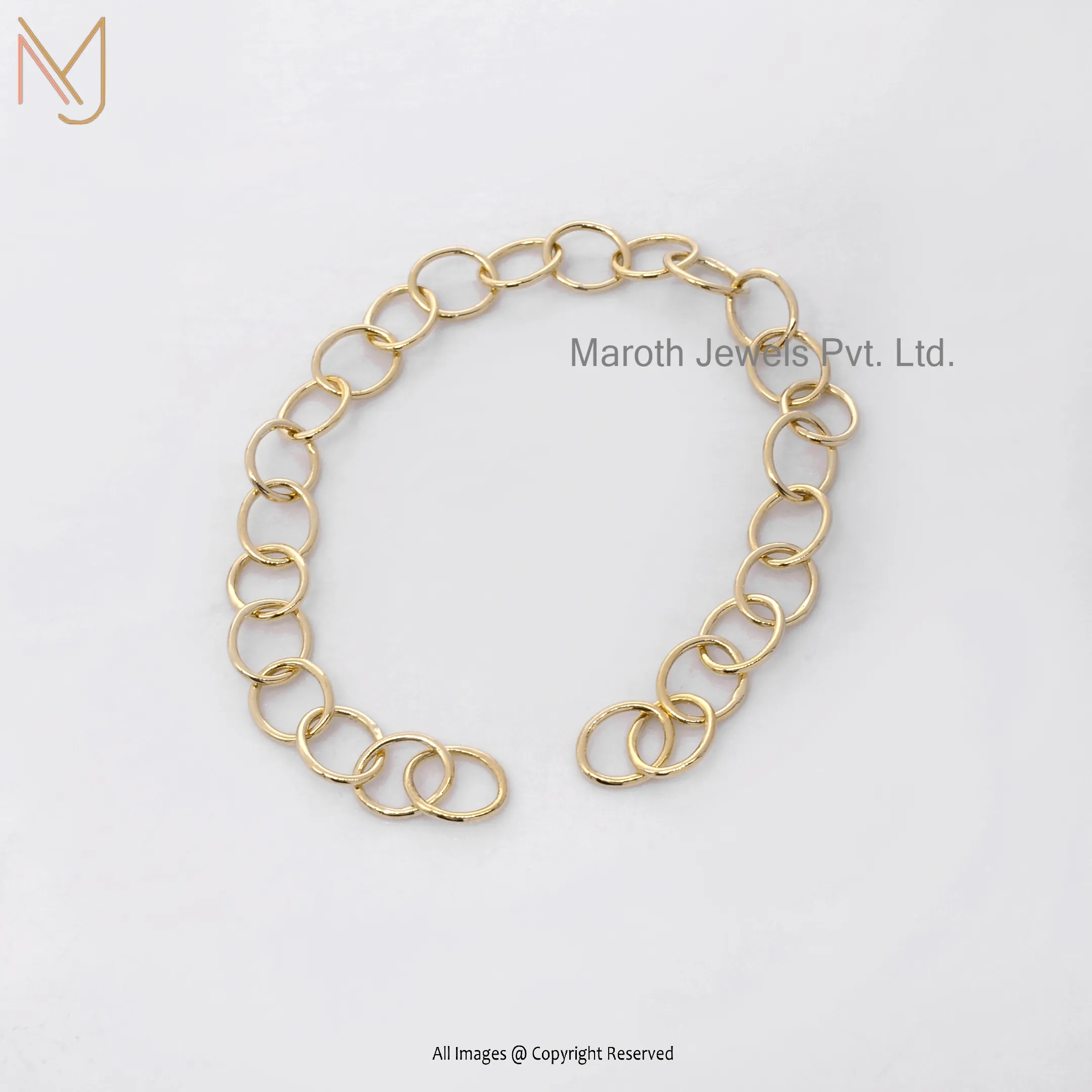 14K Yellow Gold Round Link Chain Bracelets Manufacturer