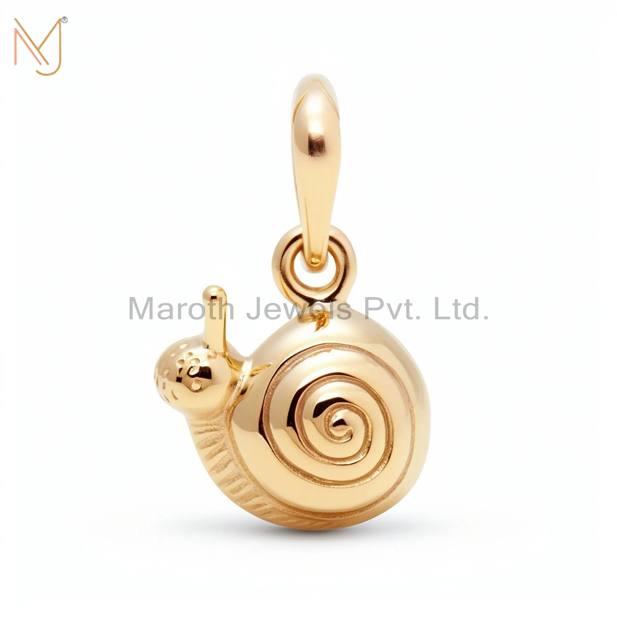 925 Sterling Silver Yellow Gold Plated Snail Charm Pendant Custom Jewelry