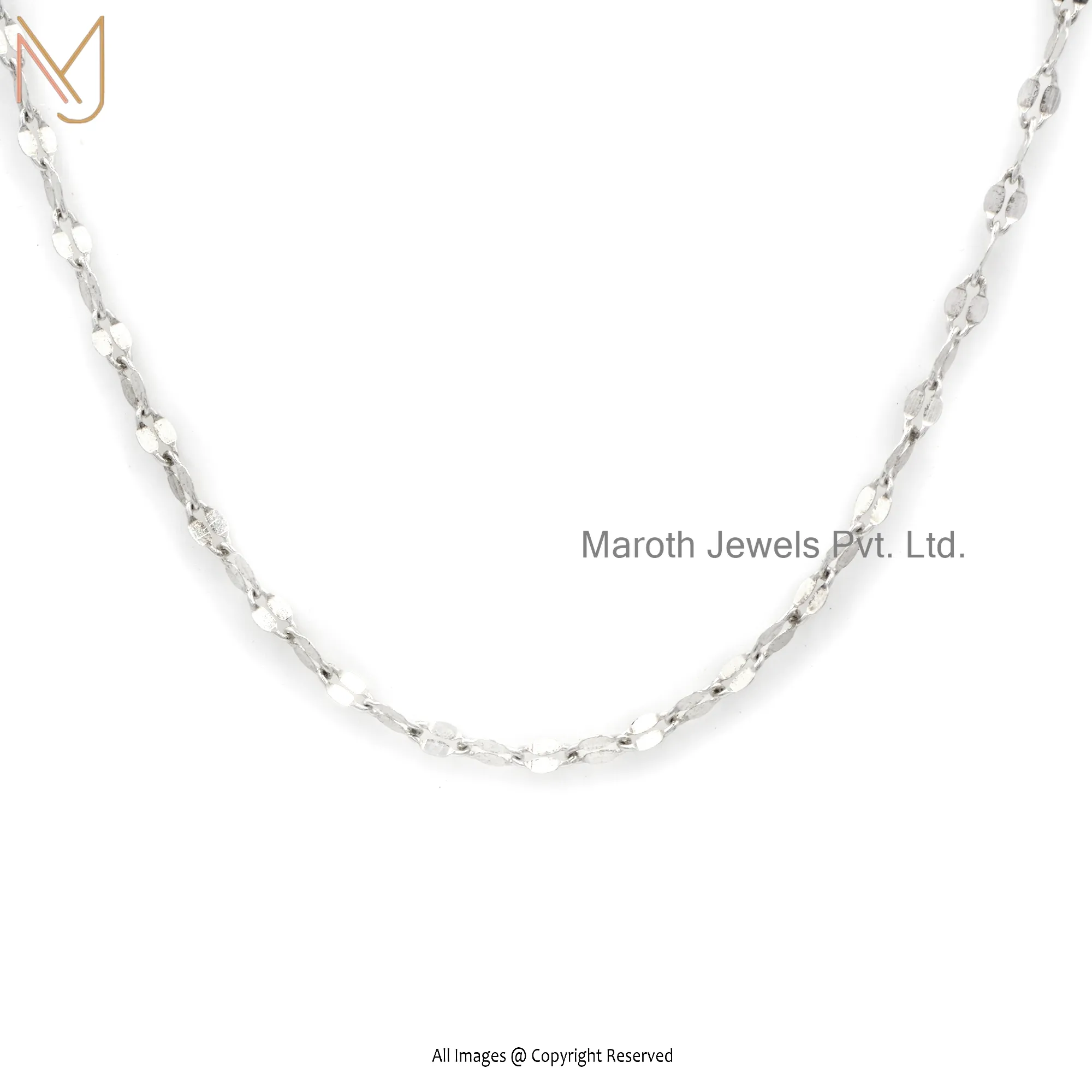 14K White Gold Twist Chain Necklace Handmade Jewelry Supplier