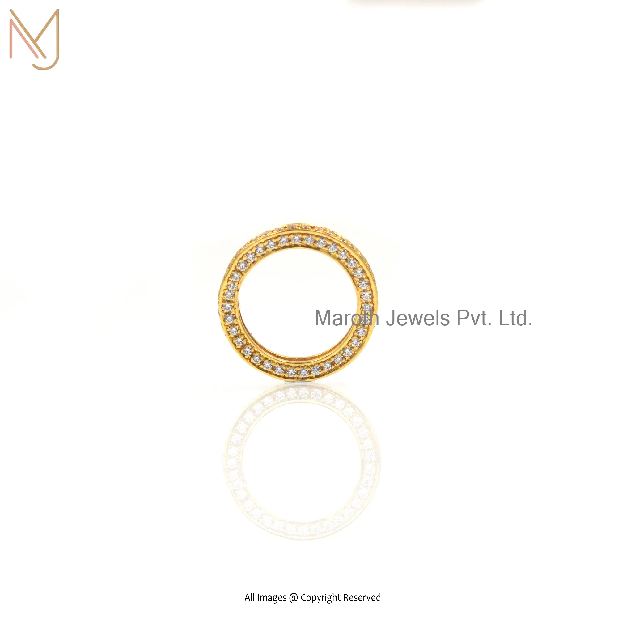 14K Yellow Gold Cubic Zircon Band Ring Jewelry Manufacturer