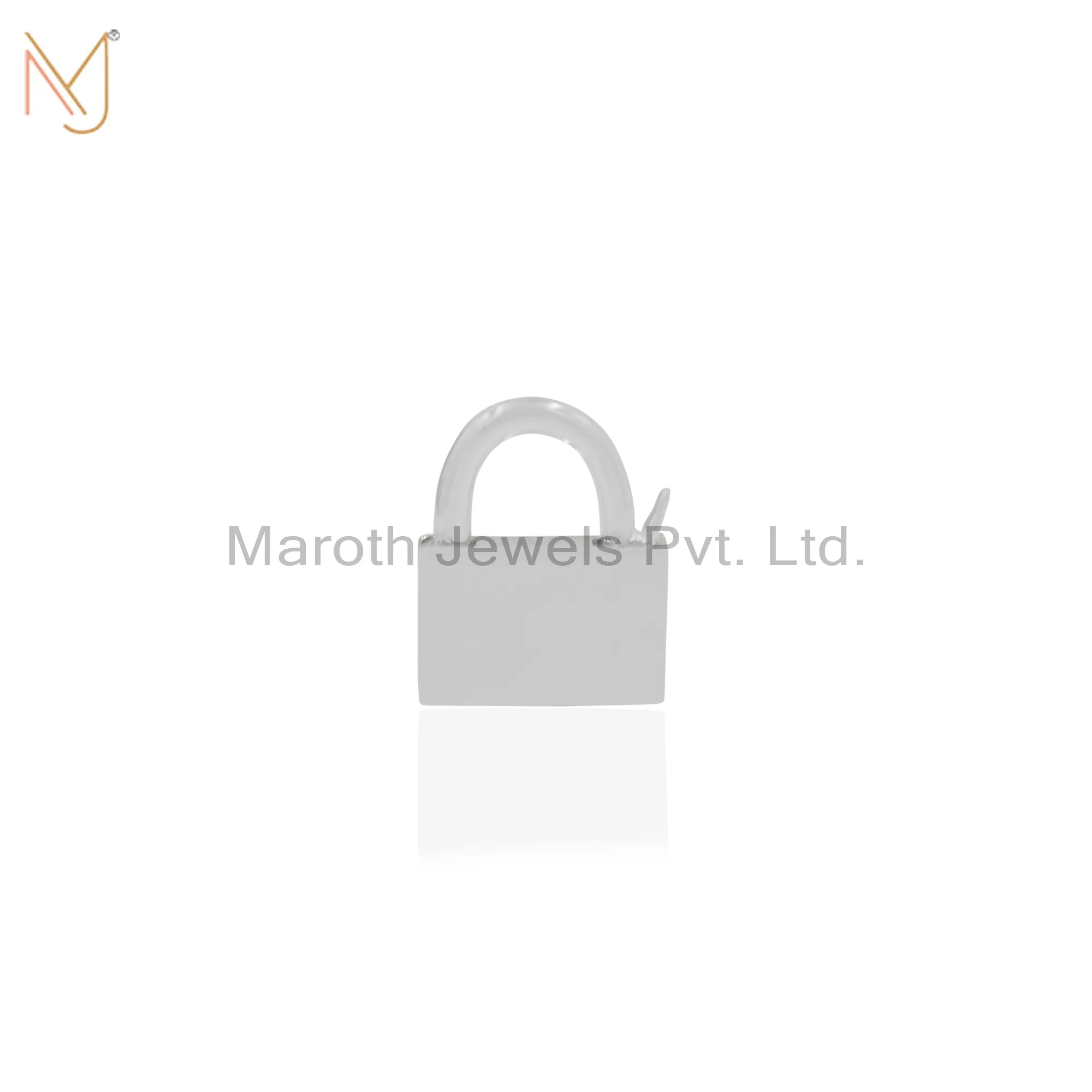 925 Silver White Gold Plated Padlock Pendant Jewelry Manufacturer