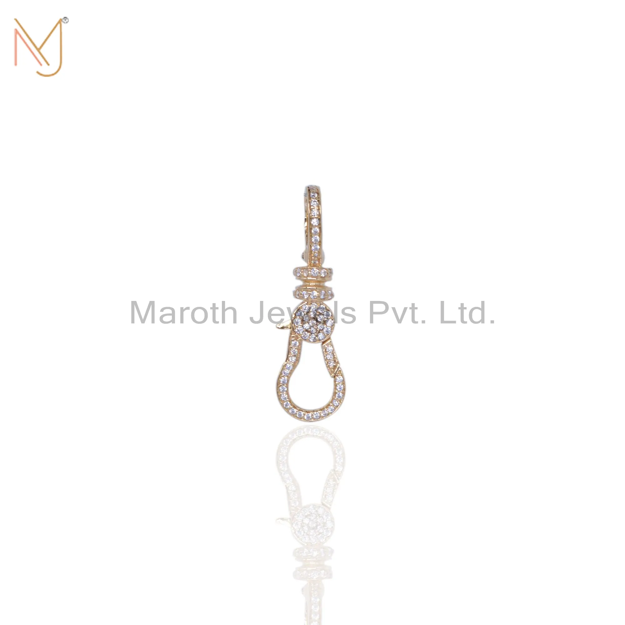 14K Yellow Gold Pave Diamond Lobster Lock Findings Manufacturer