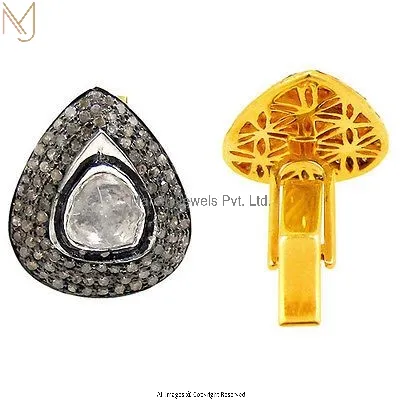 Wholesale 925 Silver Triangle Shape Rose Cut Pave Diamond Men's Cufflinks Jewelry