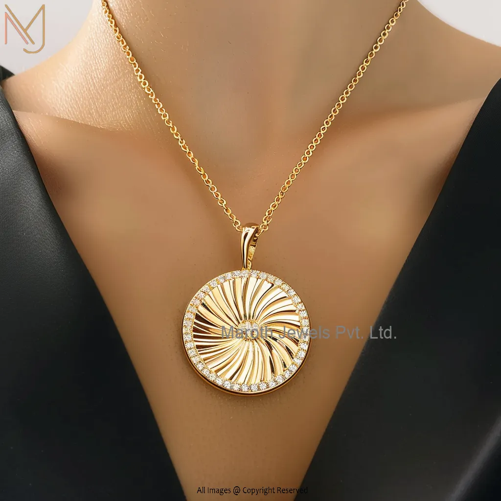 Wholesale 14K Yellow Gold Moissanite Round Necklace Jewelry