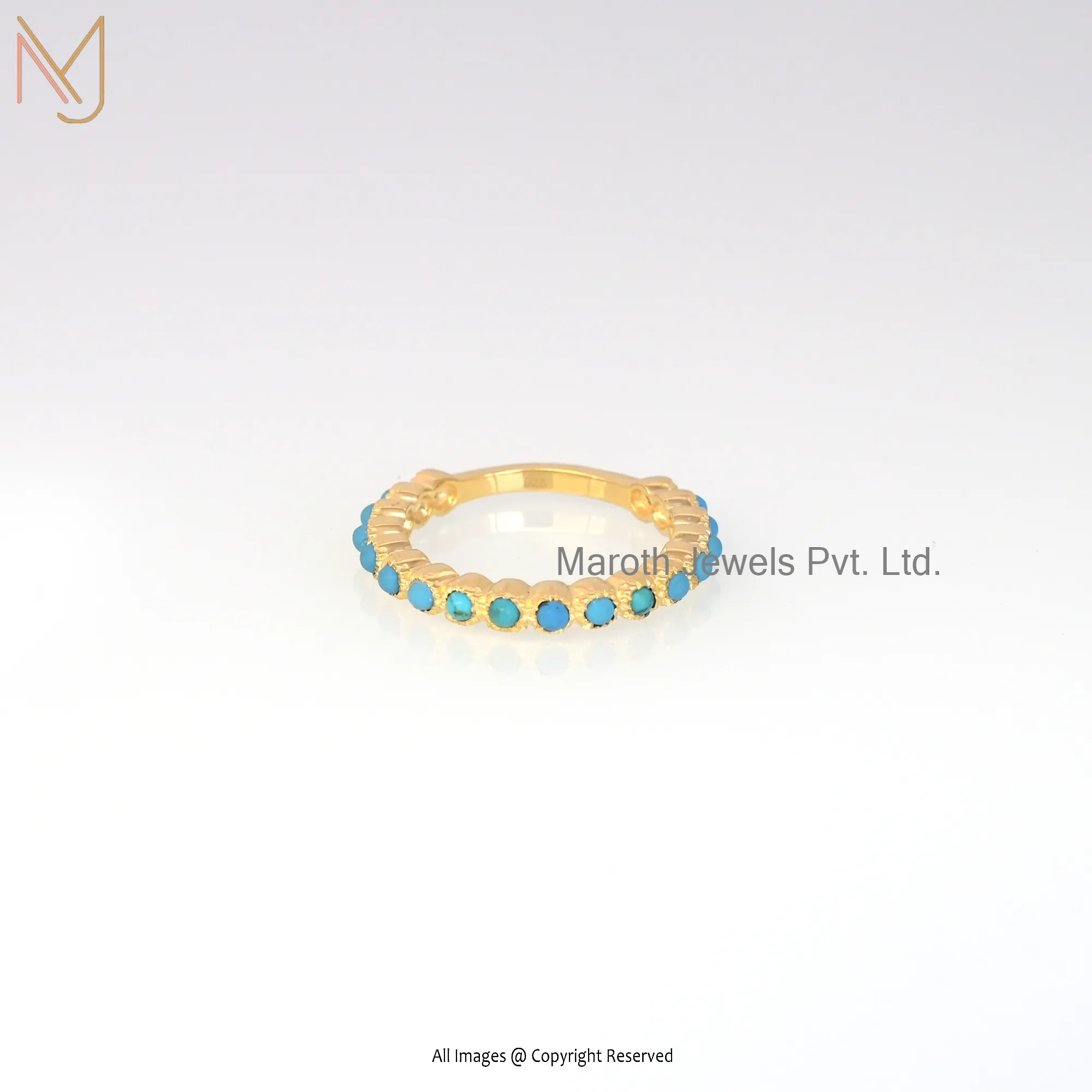 Wholesale 14K Yellow Gold Turquoise Bezel Ring Jewelry