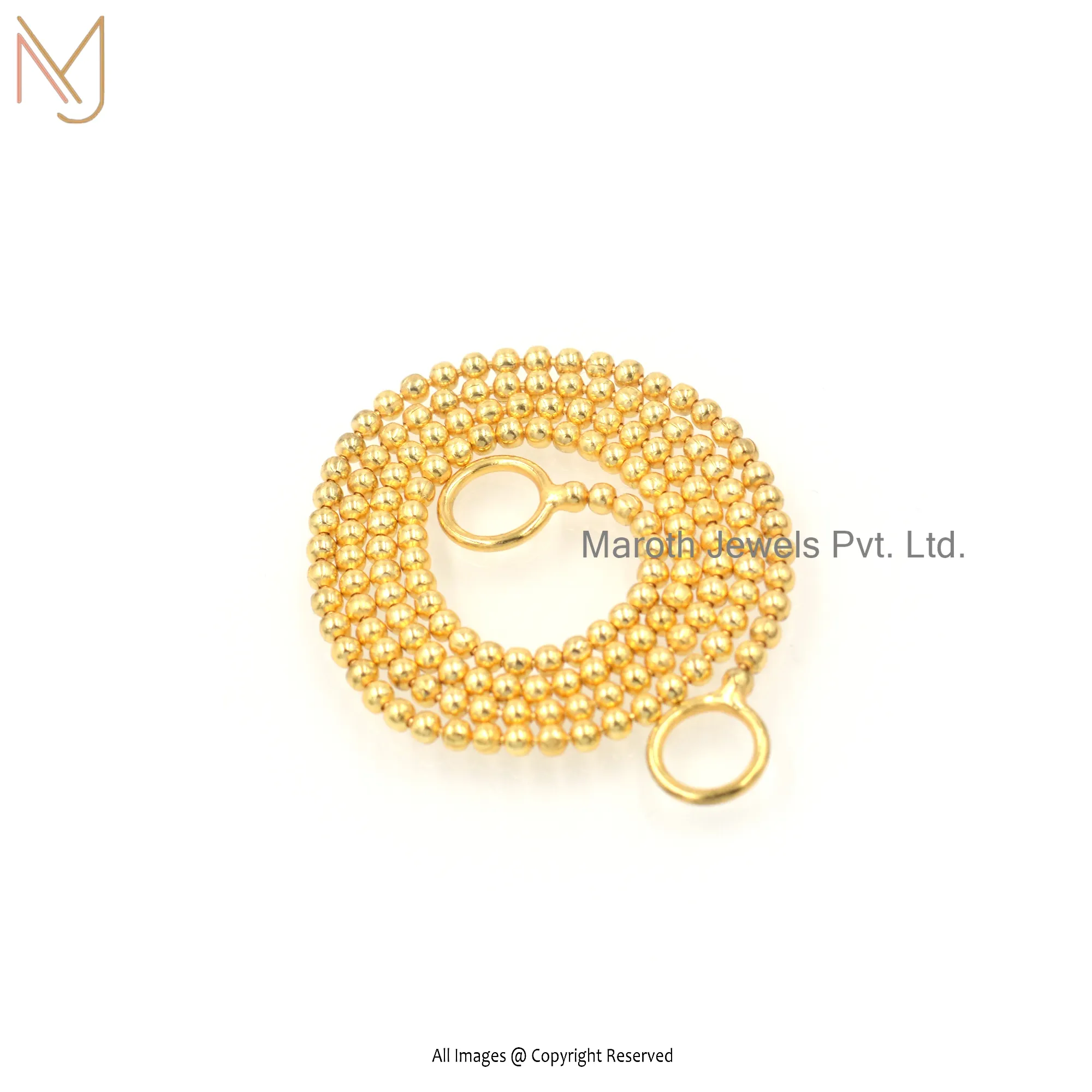 Private Label 14K Yellow Gold Ball Beads Chain Necklace Jewelry