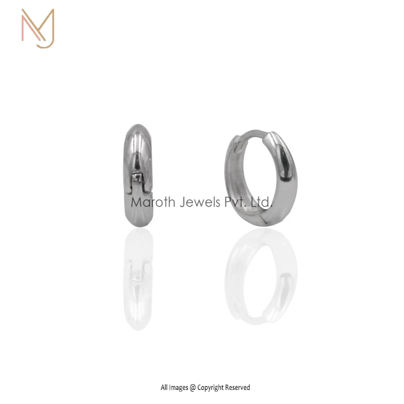 925 Natural Silver Tapered Hoop Earrings Huggies Jewelry Manufacturer