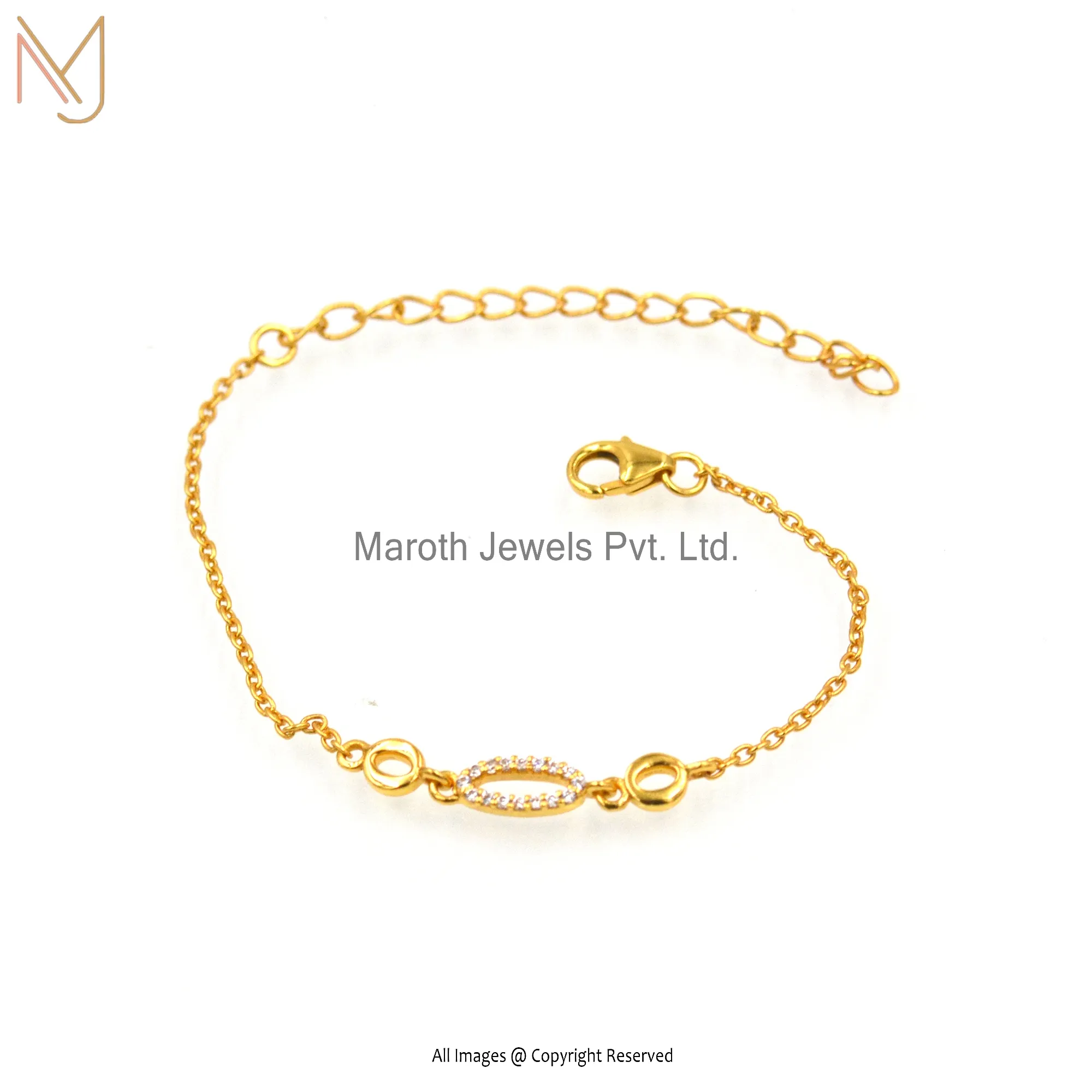 14K Yellow Gold Cubic Zircon Bracelet Manufacturer