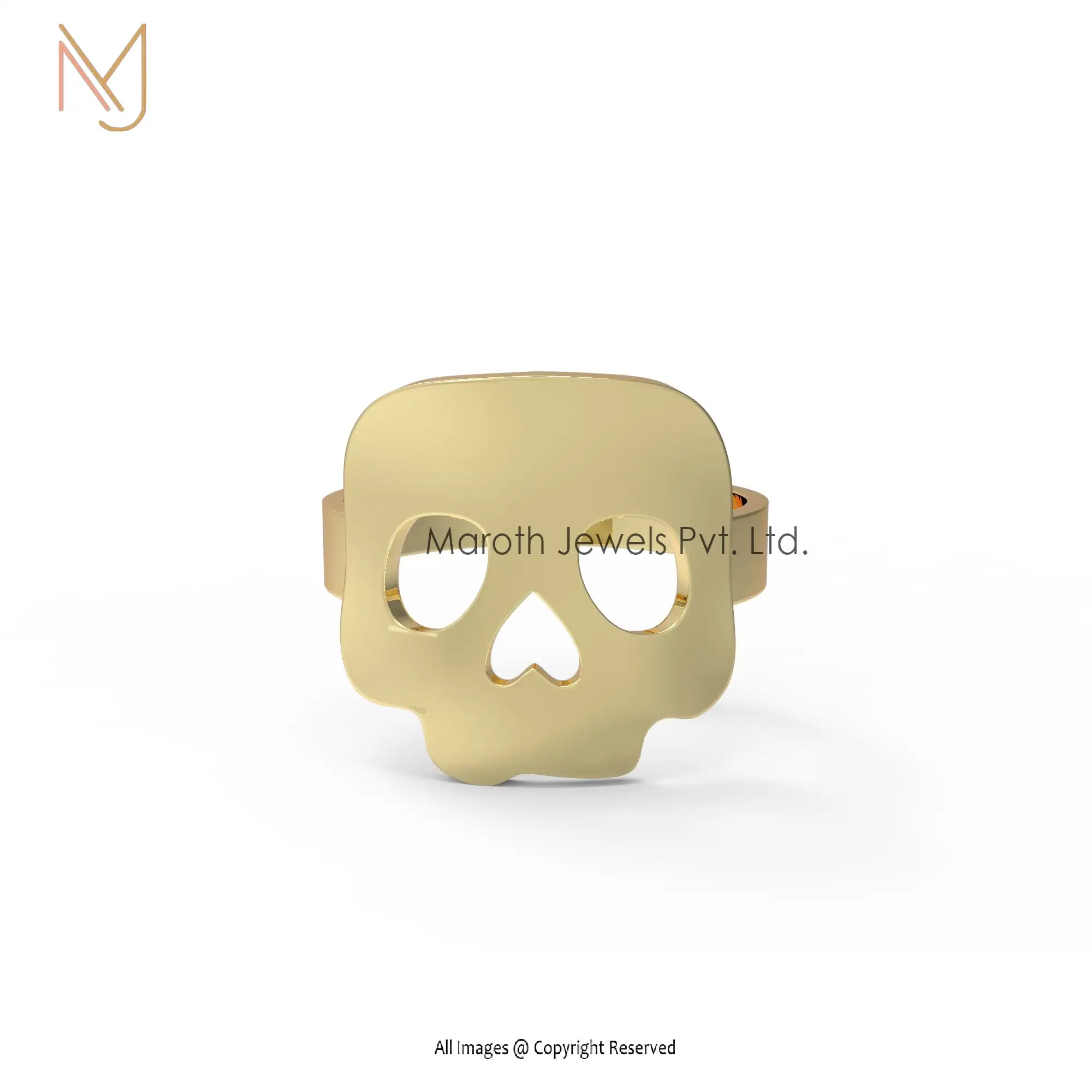 14K Yellow Gold Skull Designer Ring Manufacturer