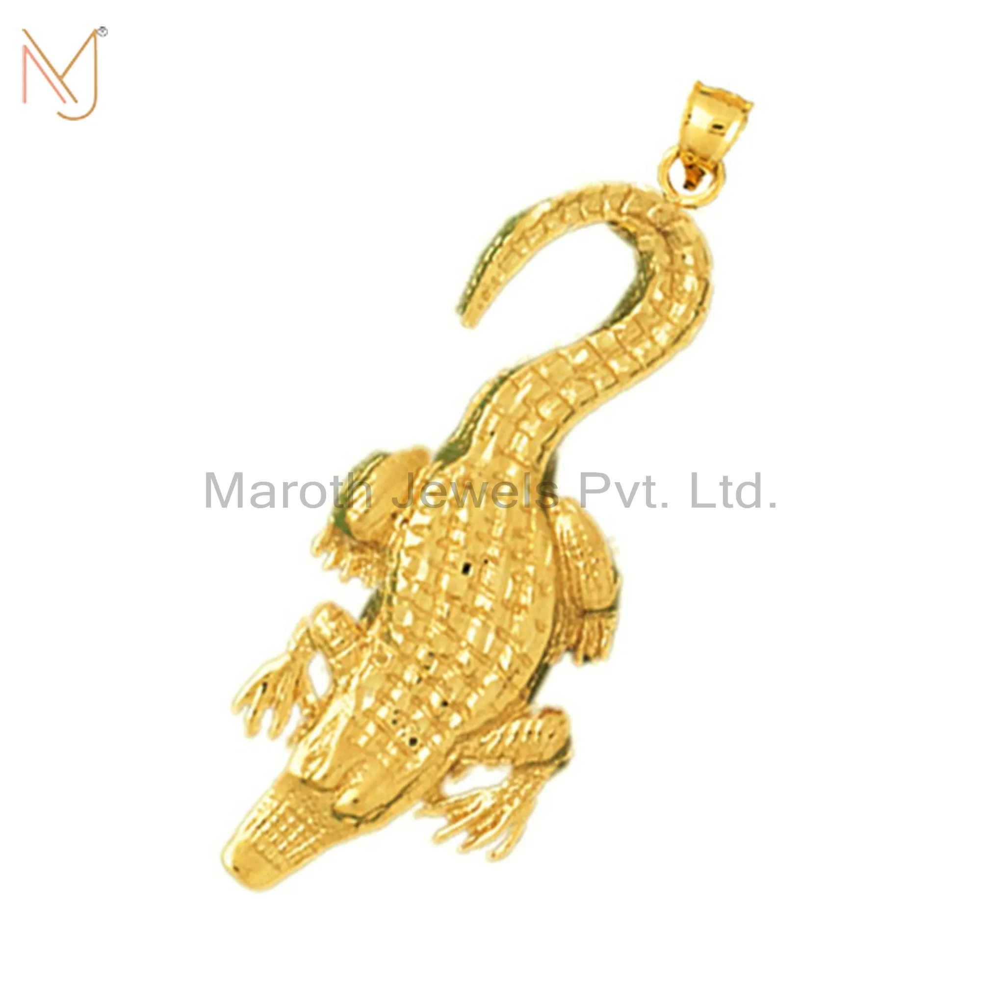 925 Silver Gold Plated Long Alligator Charm Pendant Jewelry Manufacturer