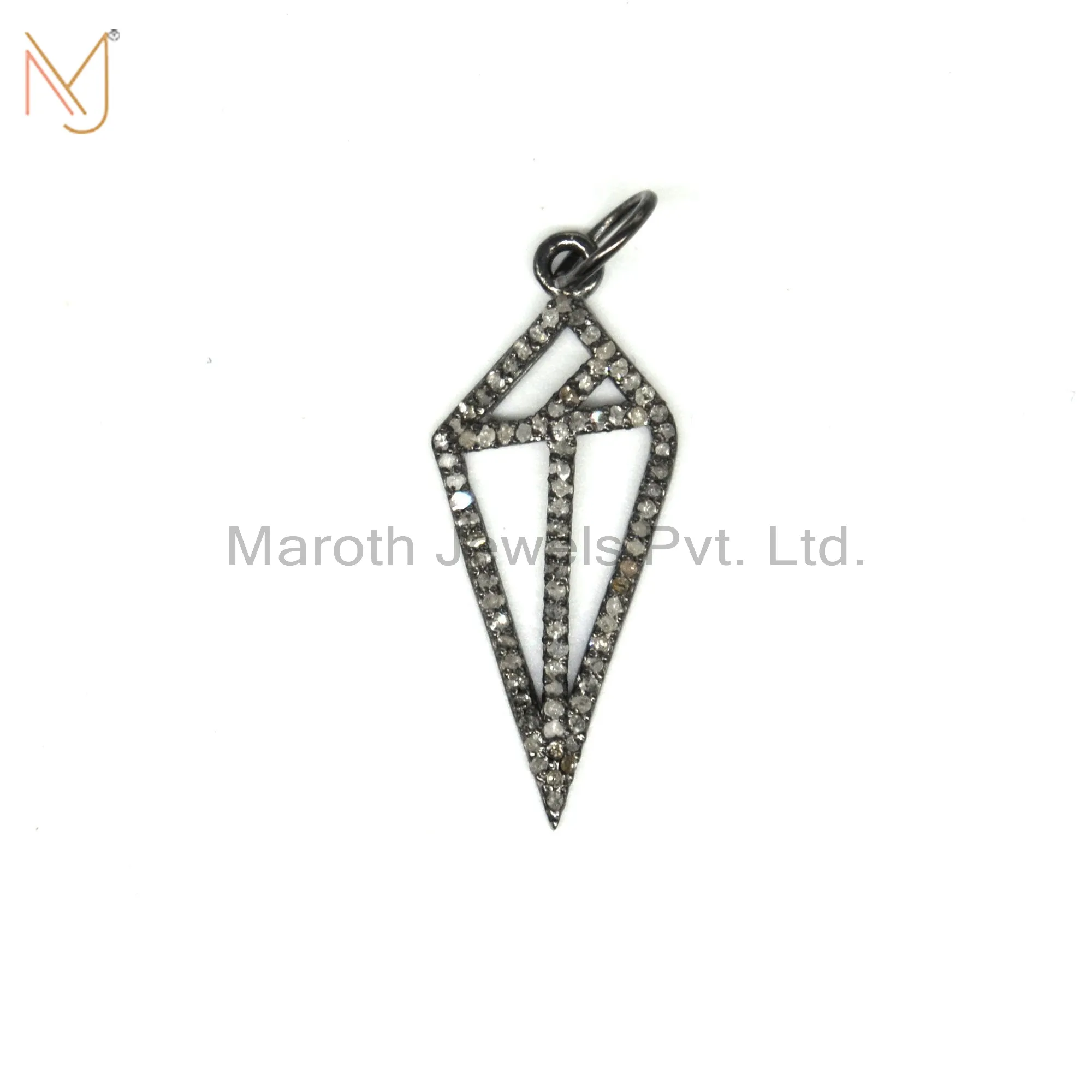 925 Silver Black Rhodium Pave Diamond Charms Pendant Jewelry Manufacturer