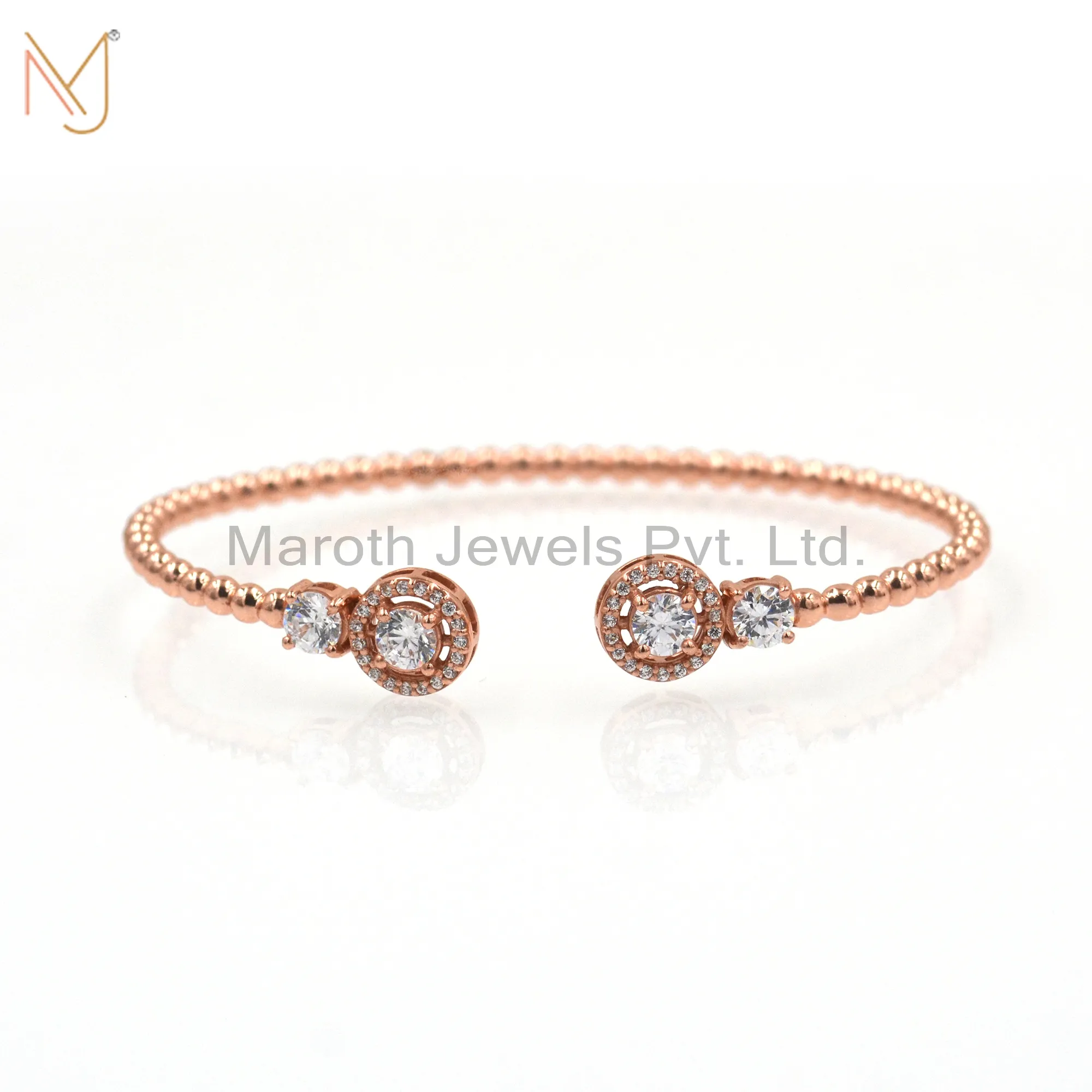 14K Rose Gold CZ Bangle With Ecoating Jewelry Supplier