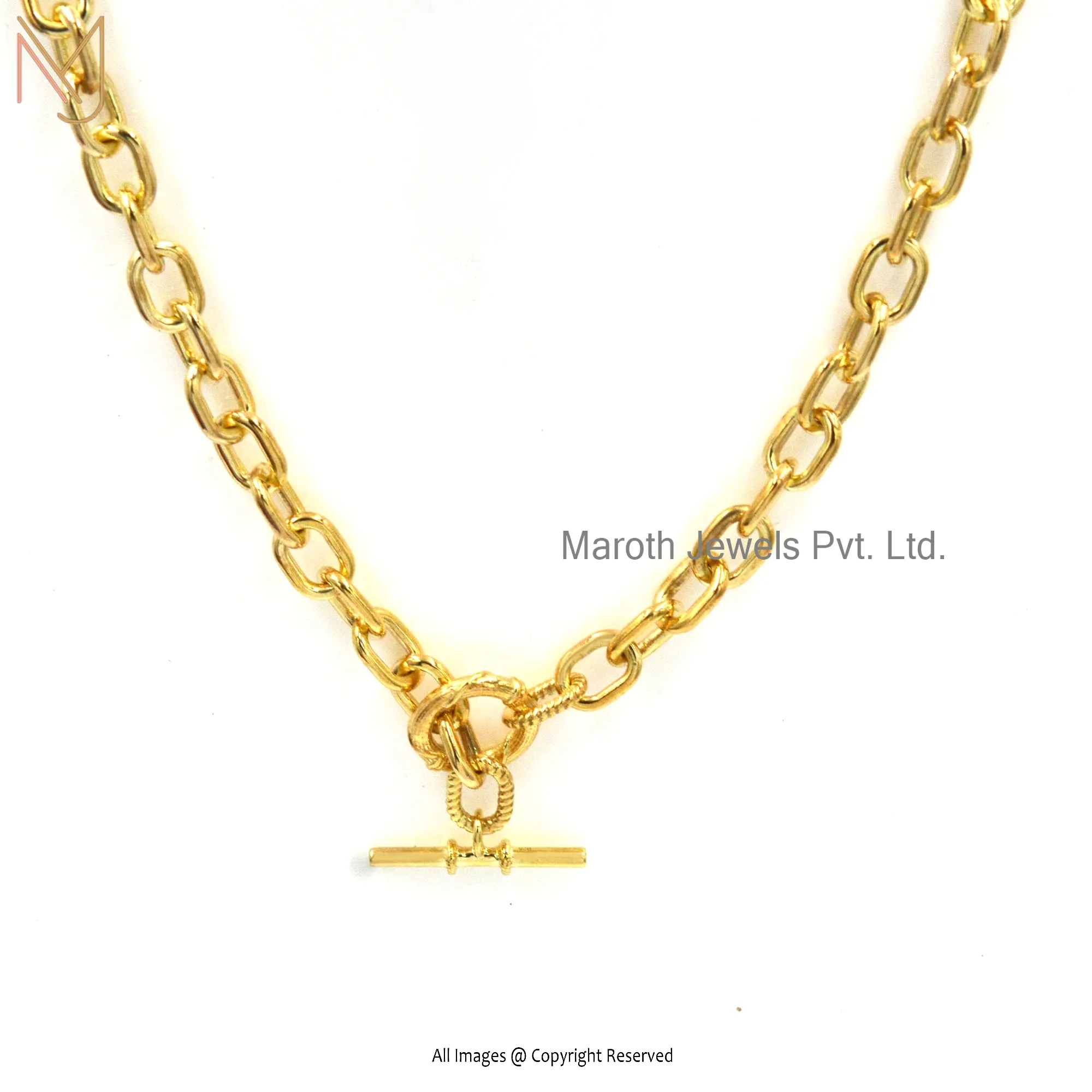 Private Label 14K Yellow Gold Paperclip Chain Necklace Jewelry