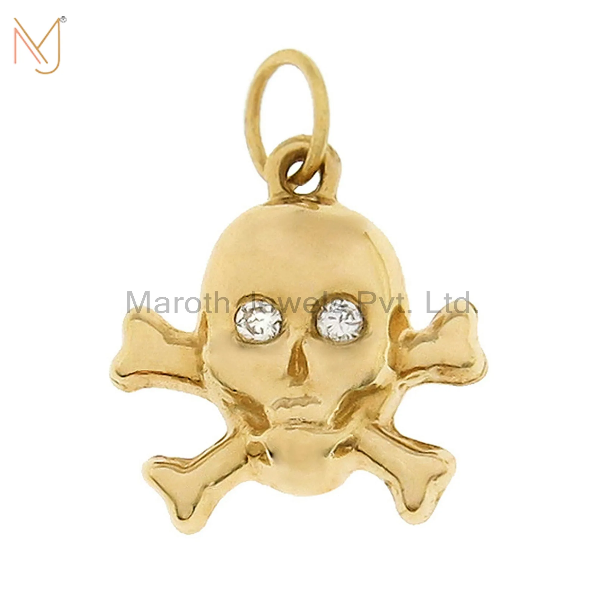 925 Silver Diamond Crossbone Skull Charms Pendant Jewelry Supplier