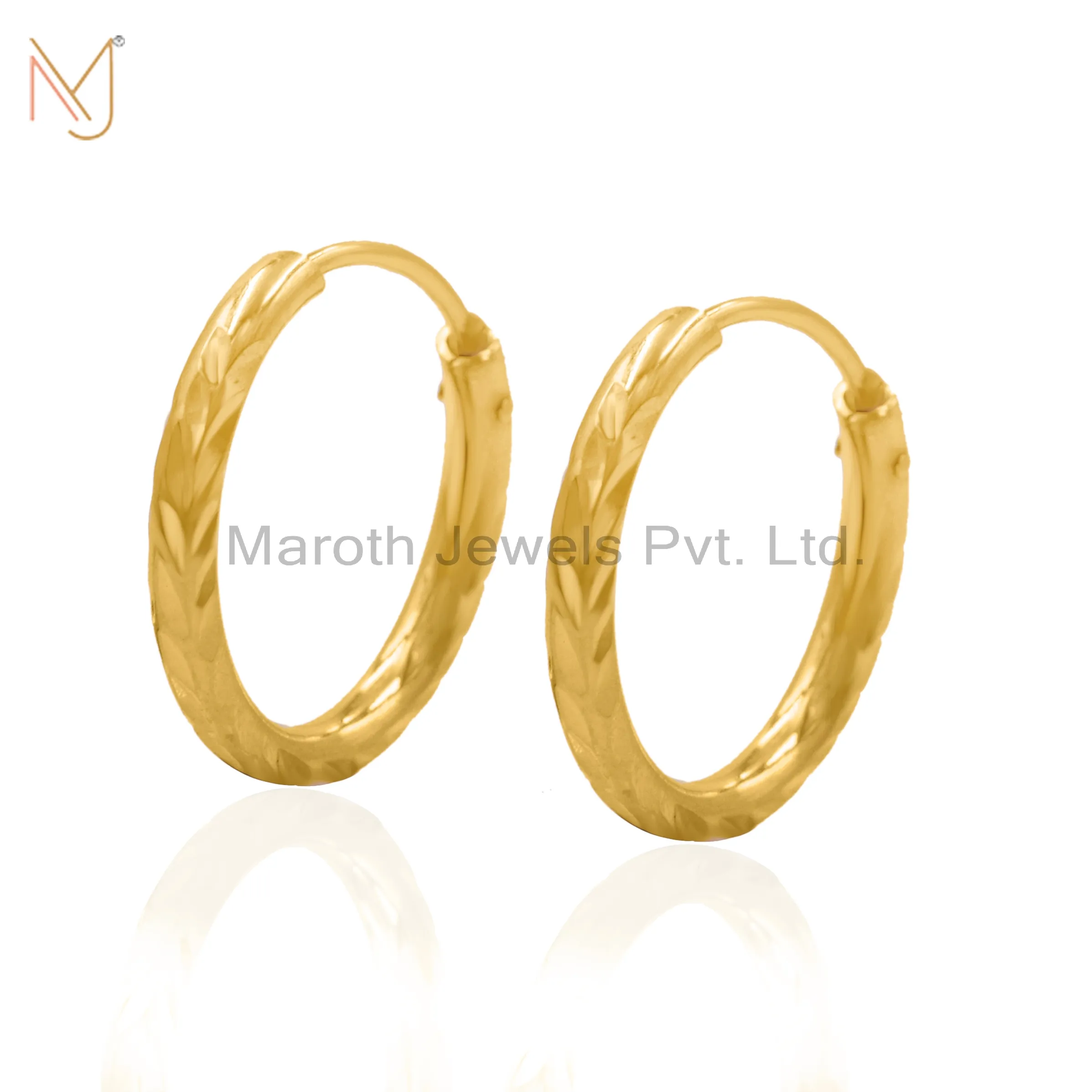 14k Solid Yellow Gold Hoop Earrings Jewelry Manufacturer