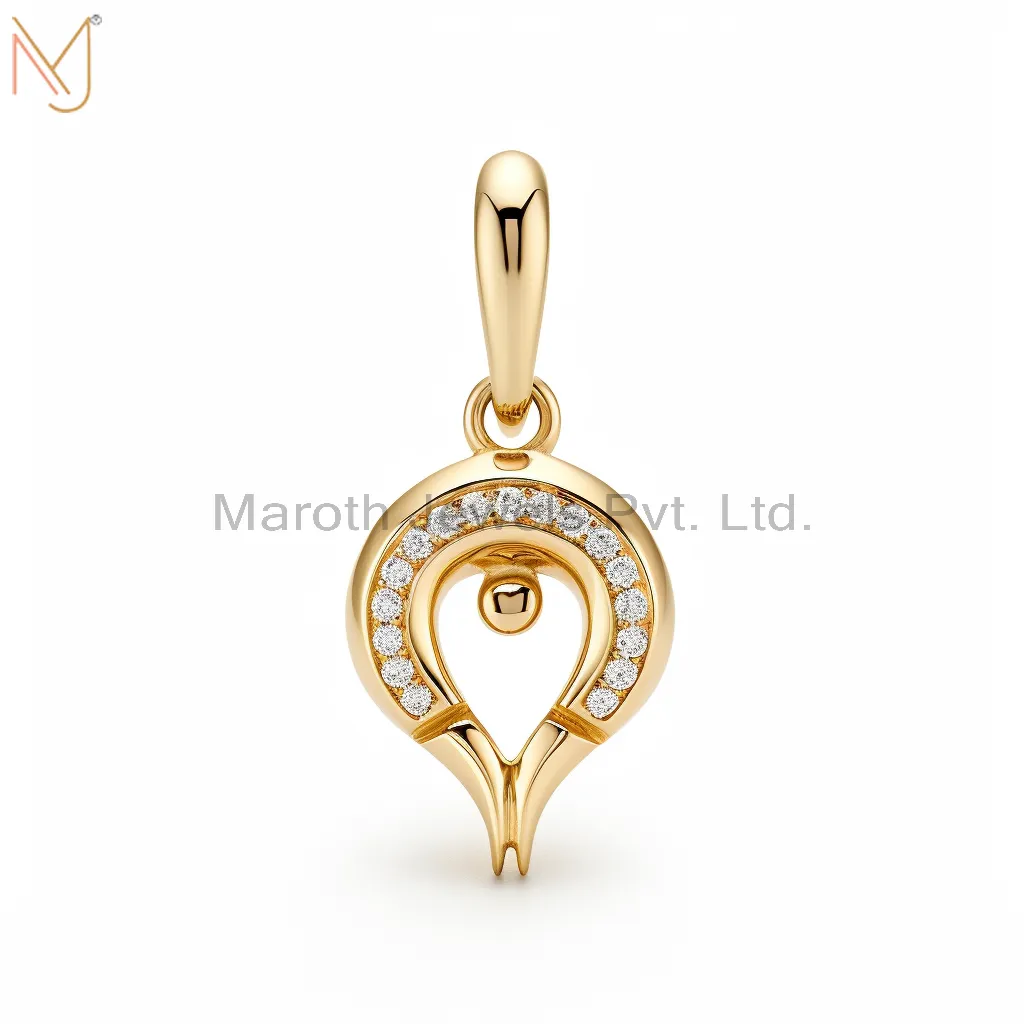 925 Sterling Silver Yellow Gold Plated Moissanite Rams Horn Charm Pendant Custom Jewelry