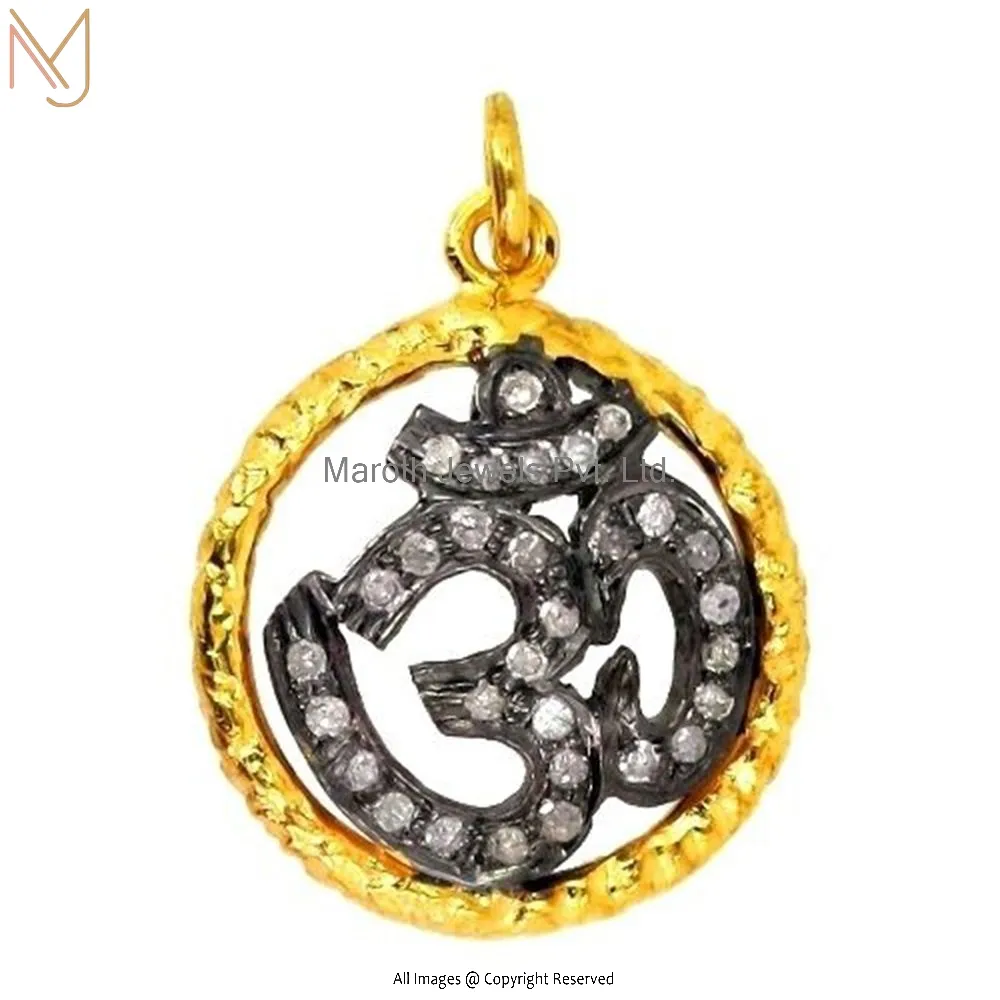 925 Silver New Handmade Diamond Pave OM Religious Pendant Jewelry Manufacturer