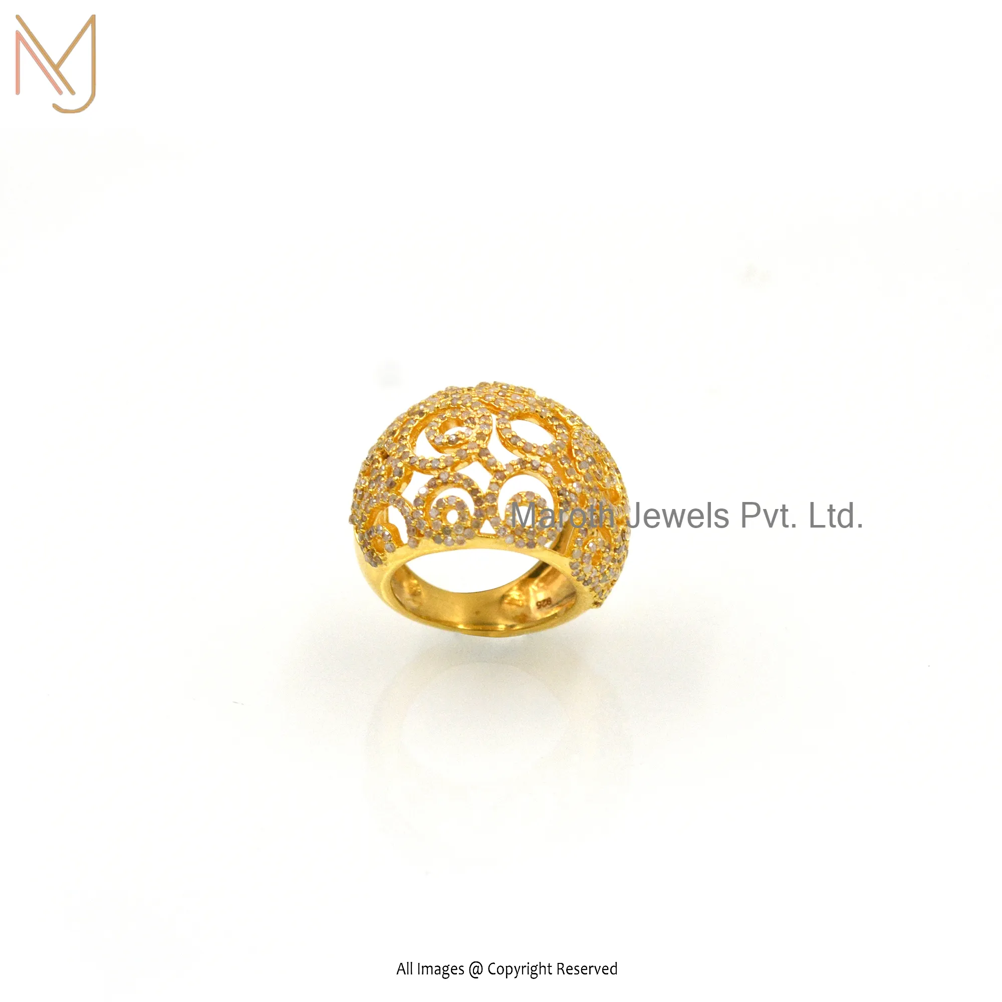 14K Yellow Gold Diamond Dome Ring Jewelry Supplier