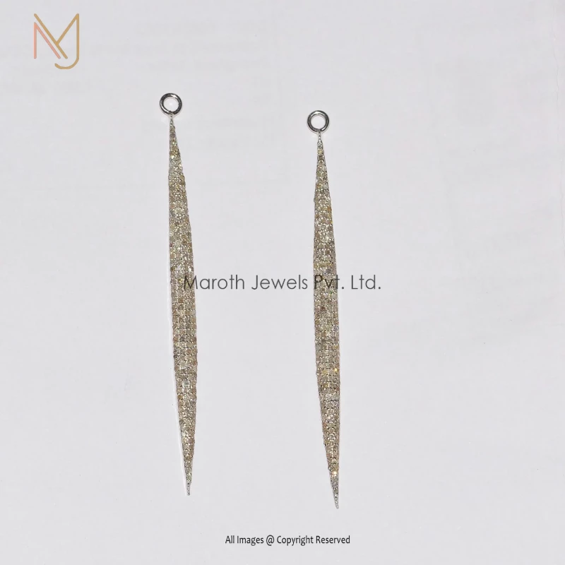 925 Silver Natural Silver Pave Diamond Dangle Designer Bar Earring Manufacturer