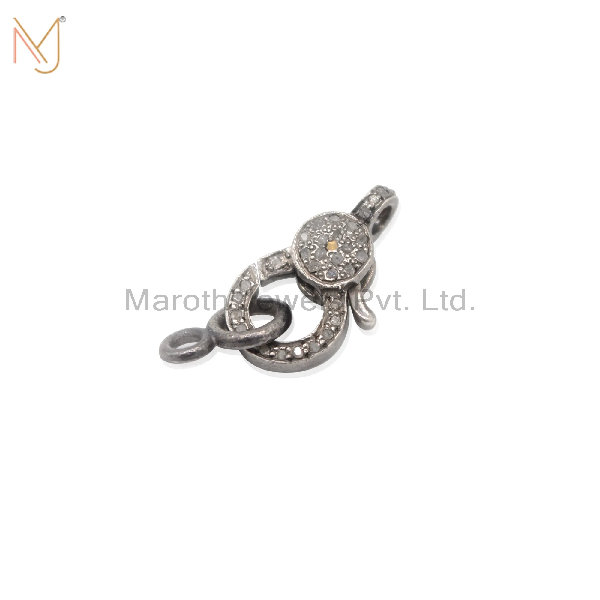 Wholesale 925 Silver Gold Plated Pave Diamond Connector Finding Lobster Clasp Lock