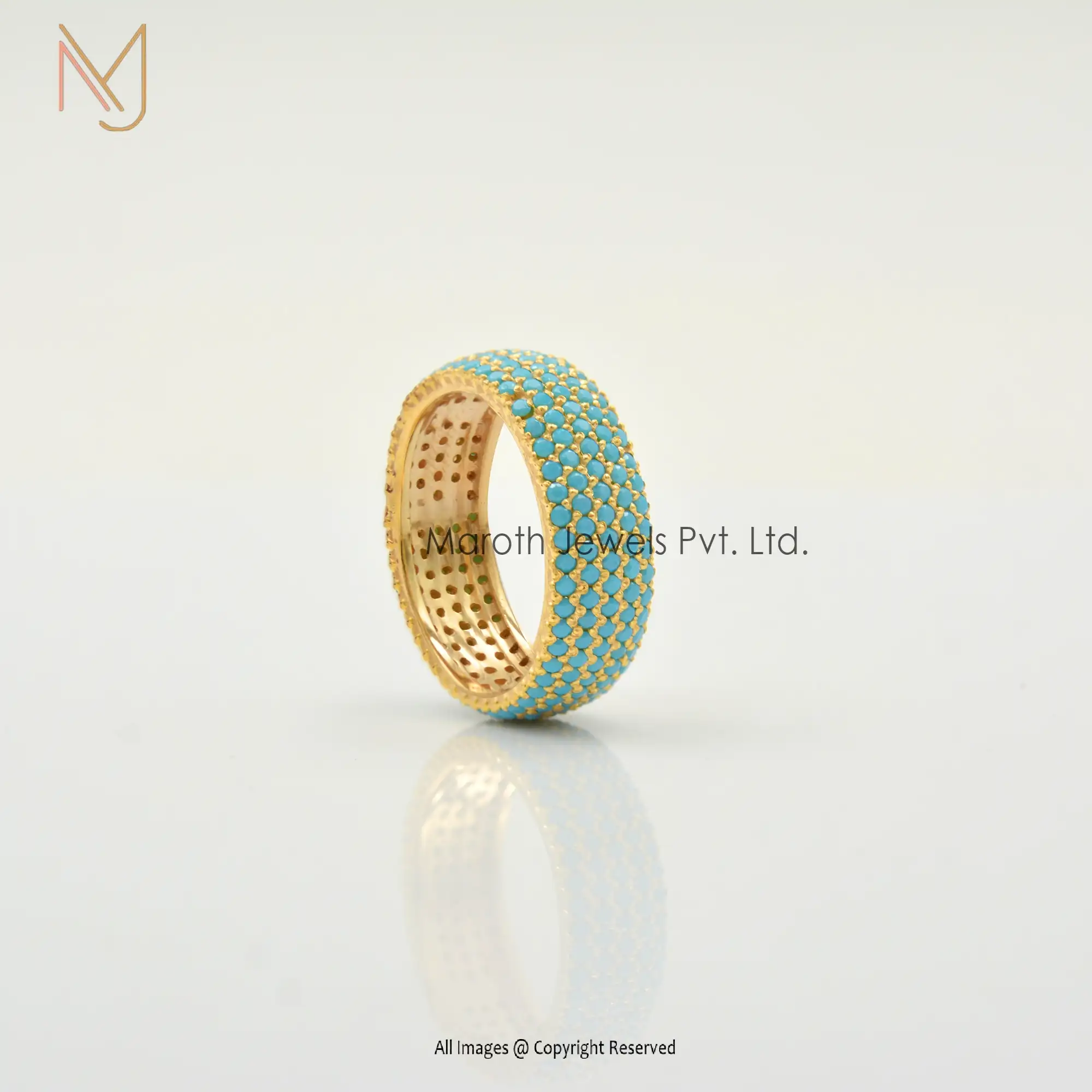 14K Yellow Gold Turquoise Band Ring Jewelry Supplier