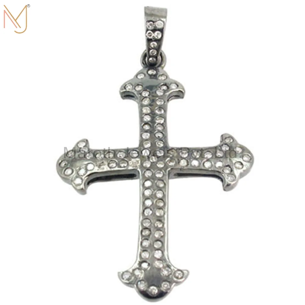 925 Sterling Silver Pave Diamond CROSS Pendant Fine Handmade Bridal Fine Jewelry Manufacturer