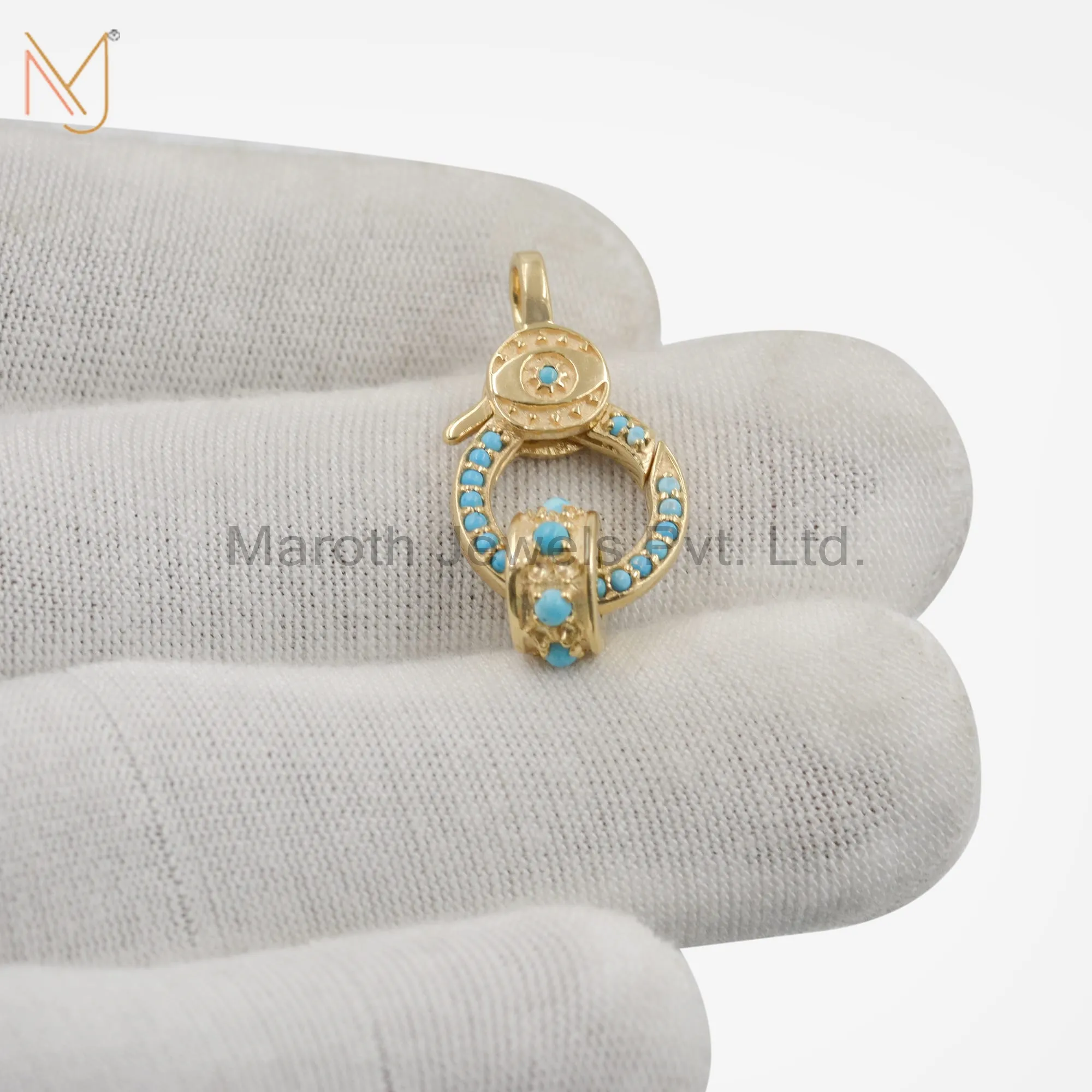 14K Yellow Gold Turquoise Lobster Lock Jewelry Supplier