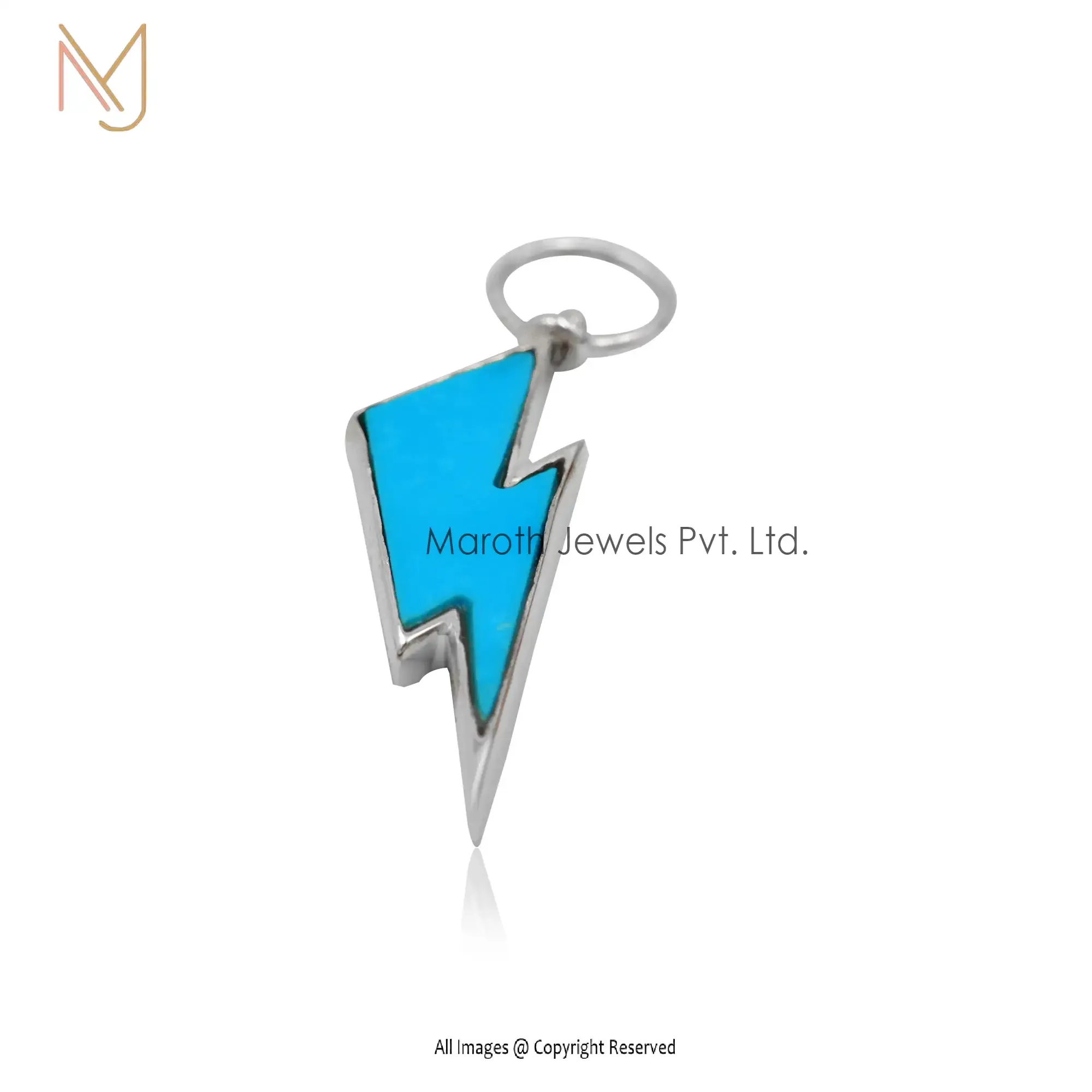 925 Silver yellow gold lighting bolt with  turquoise stone Manufacturer