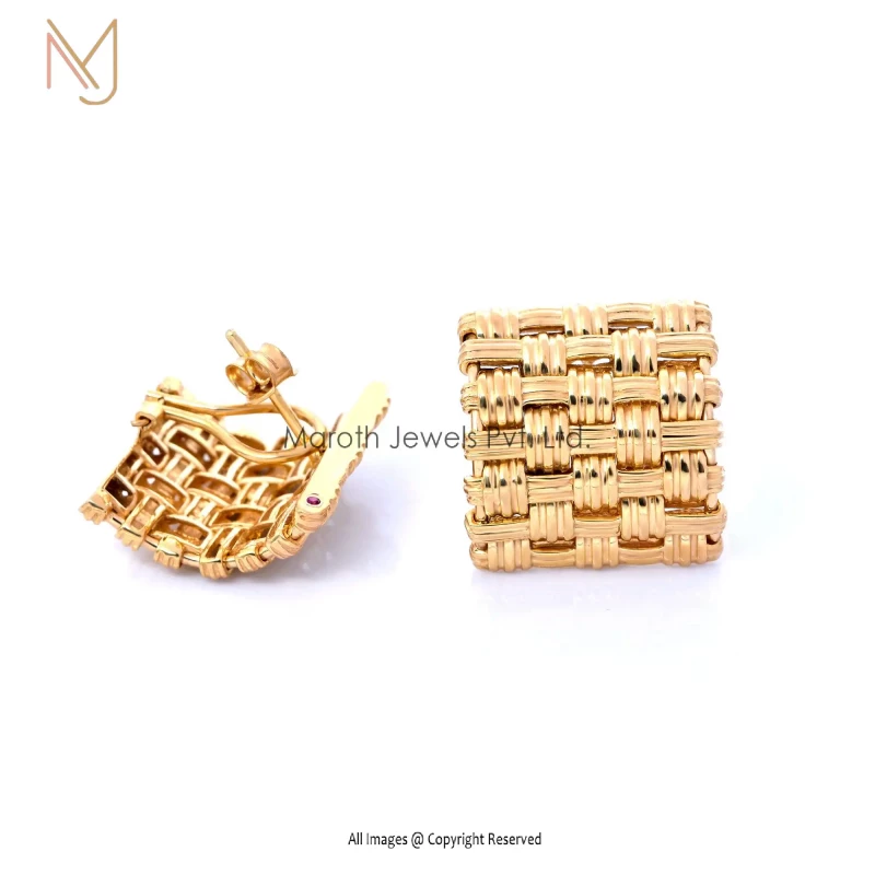 14K Yellow Gold Stud Earring Manufacturer