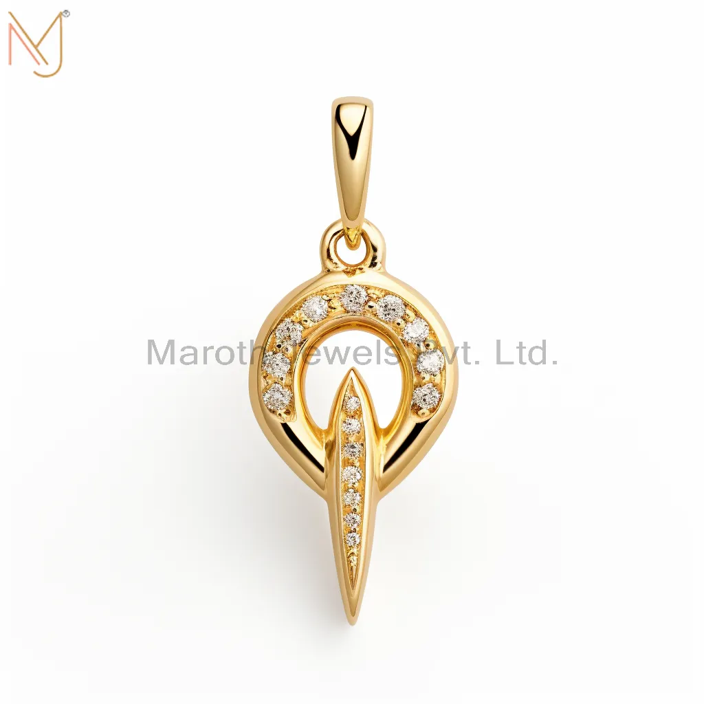 925 Sterling Silver Yellow Gold Plated Moissanite Rams Horn Charm Pendant Jewelry Supplier